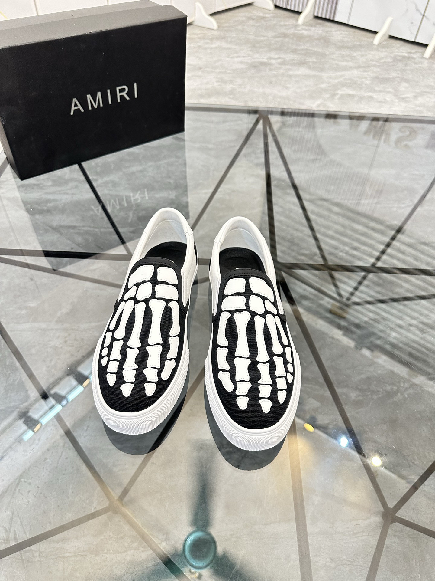Amiri Skeleton Slip-On Sneakers Black/White