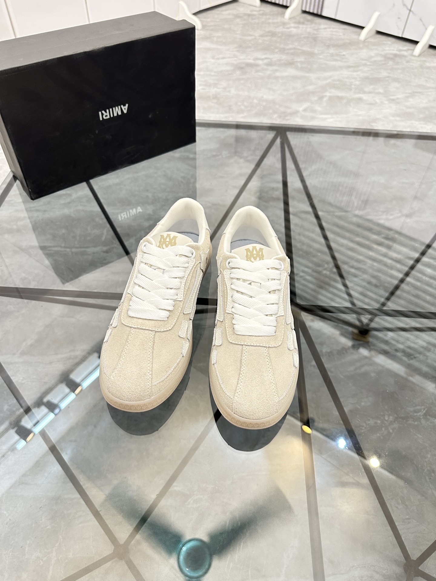 Amiri Low-Top Suede Sneakers Beige