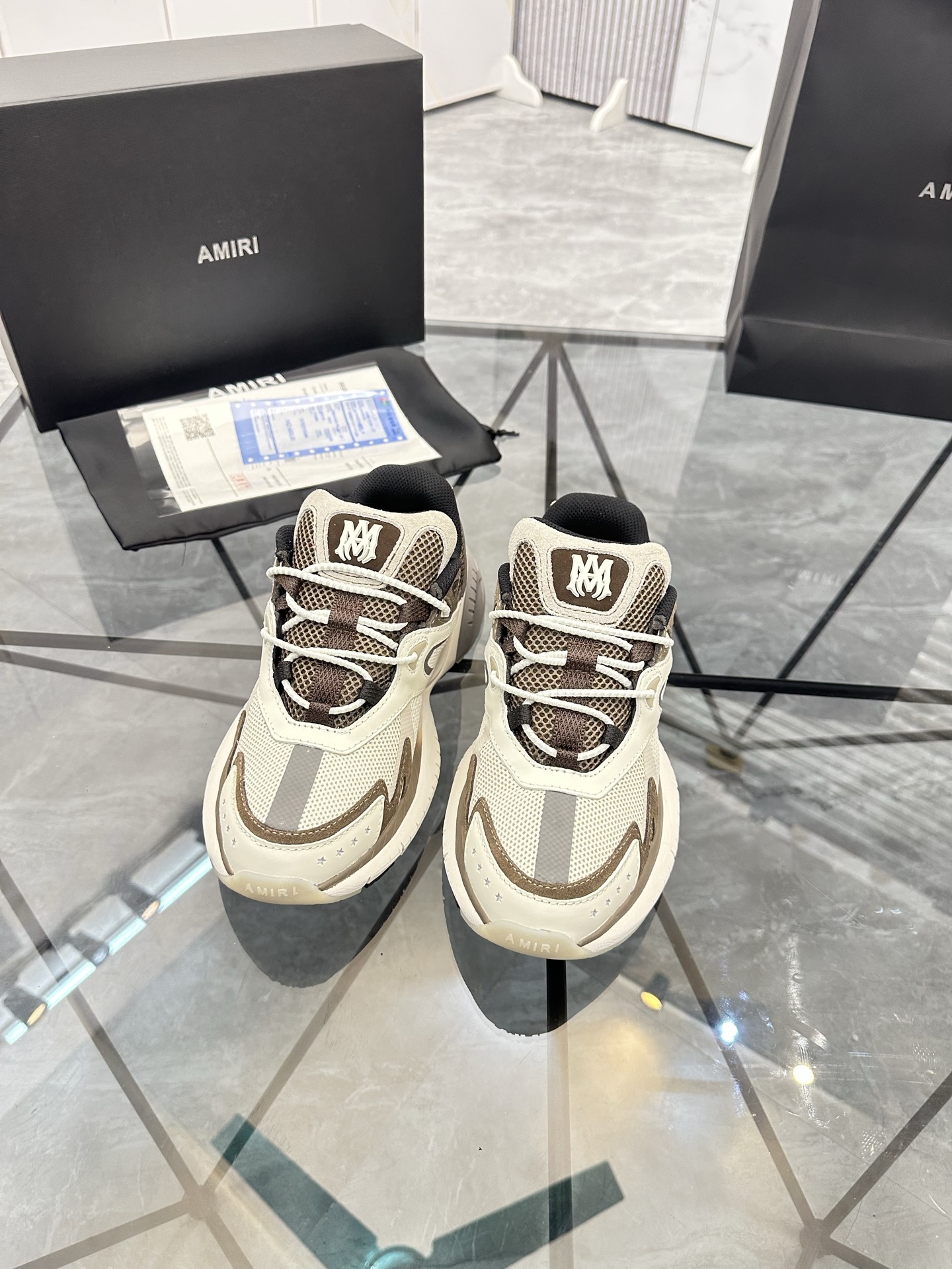 AMIRI Low-Top Leather Mesh Sneakers Multi-Color