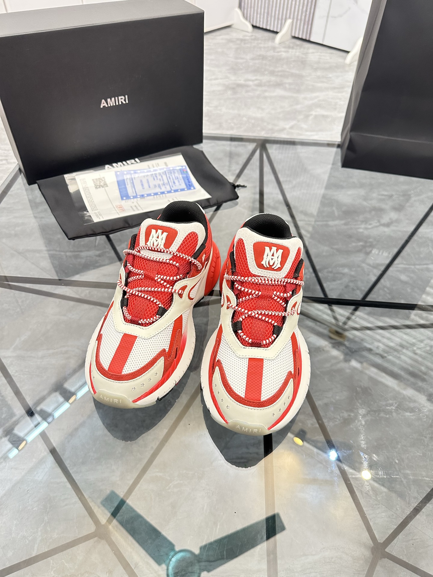 AMIRI Low-Top Casual Sneakers Red/White