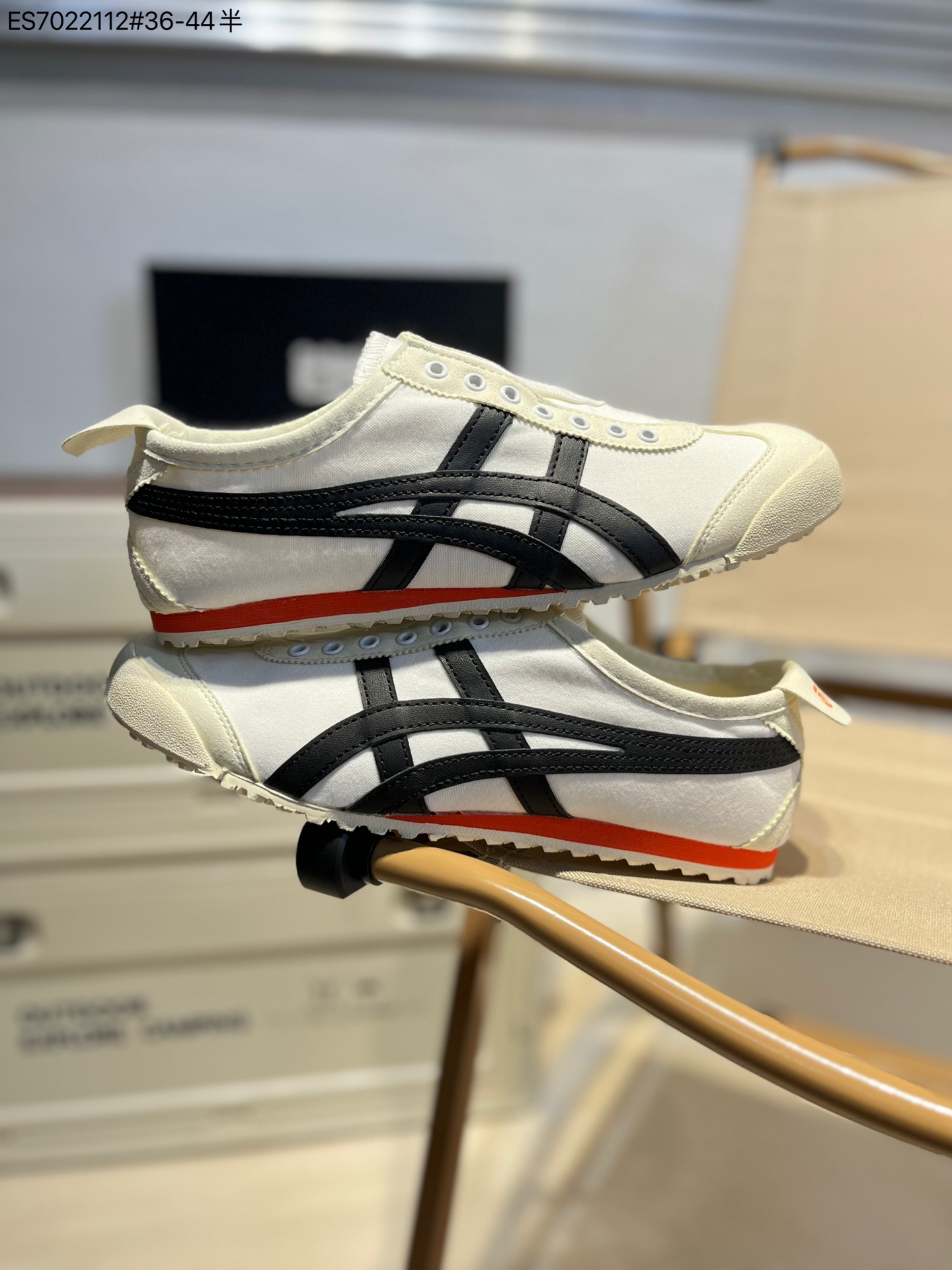 Onitsuka Tiger Slip-On Canvas Sneakers White/Black/Red