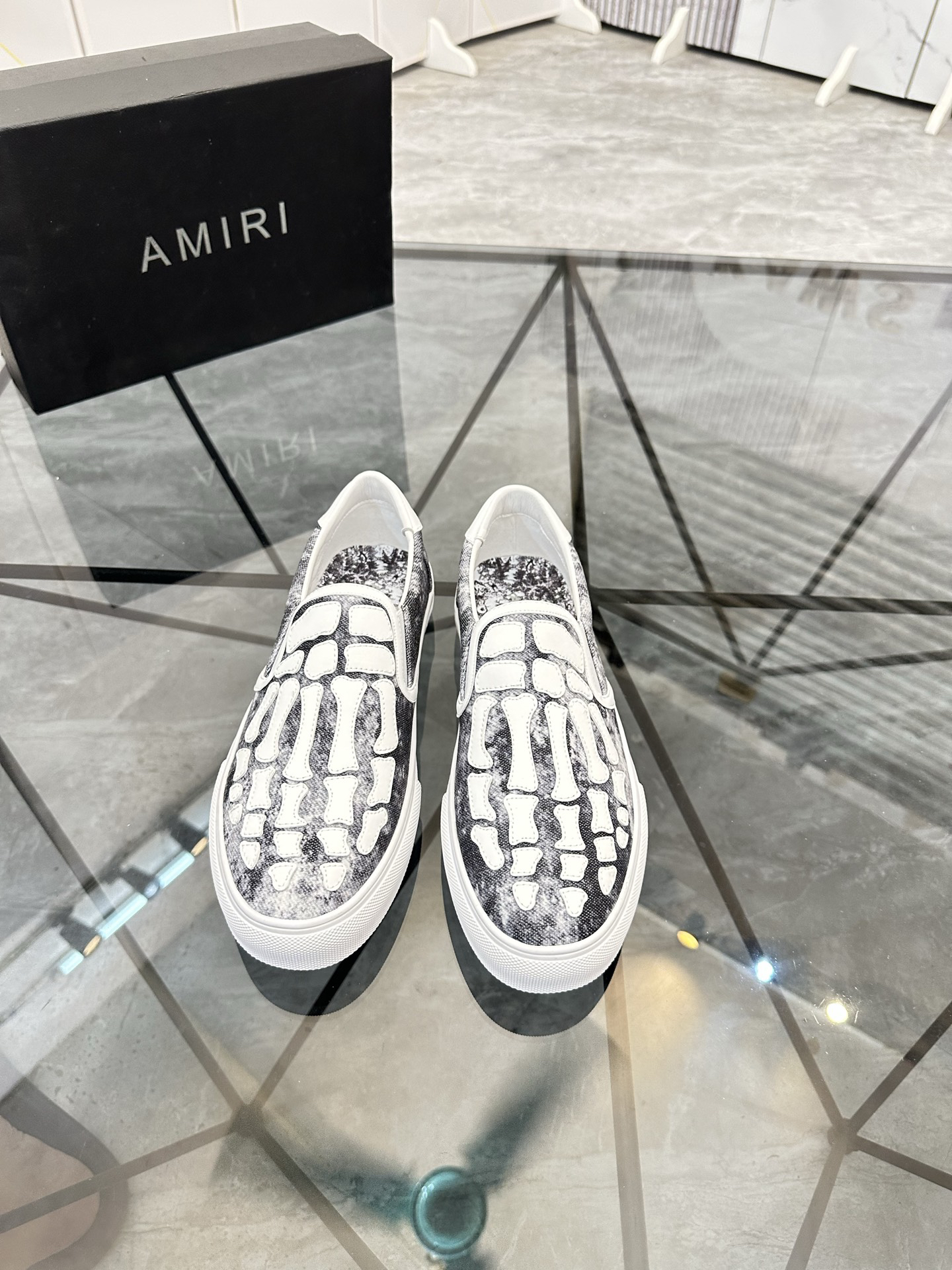 Amiri Skeleton Slip-On Shoes Black/White