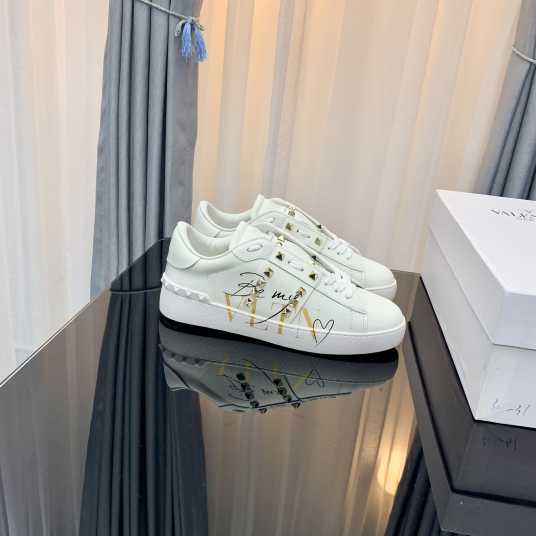 Valentino VLTN Stud Lace-Up Sneakers White