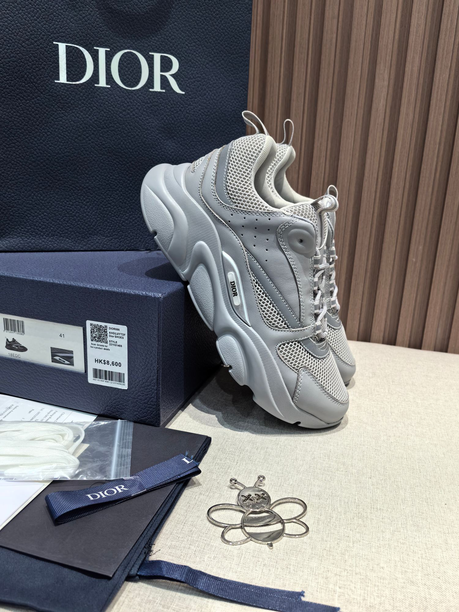 Dior B22 Mesh Leather Sneakers Grey