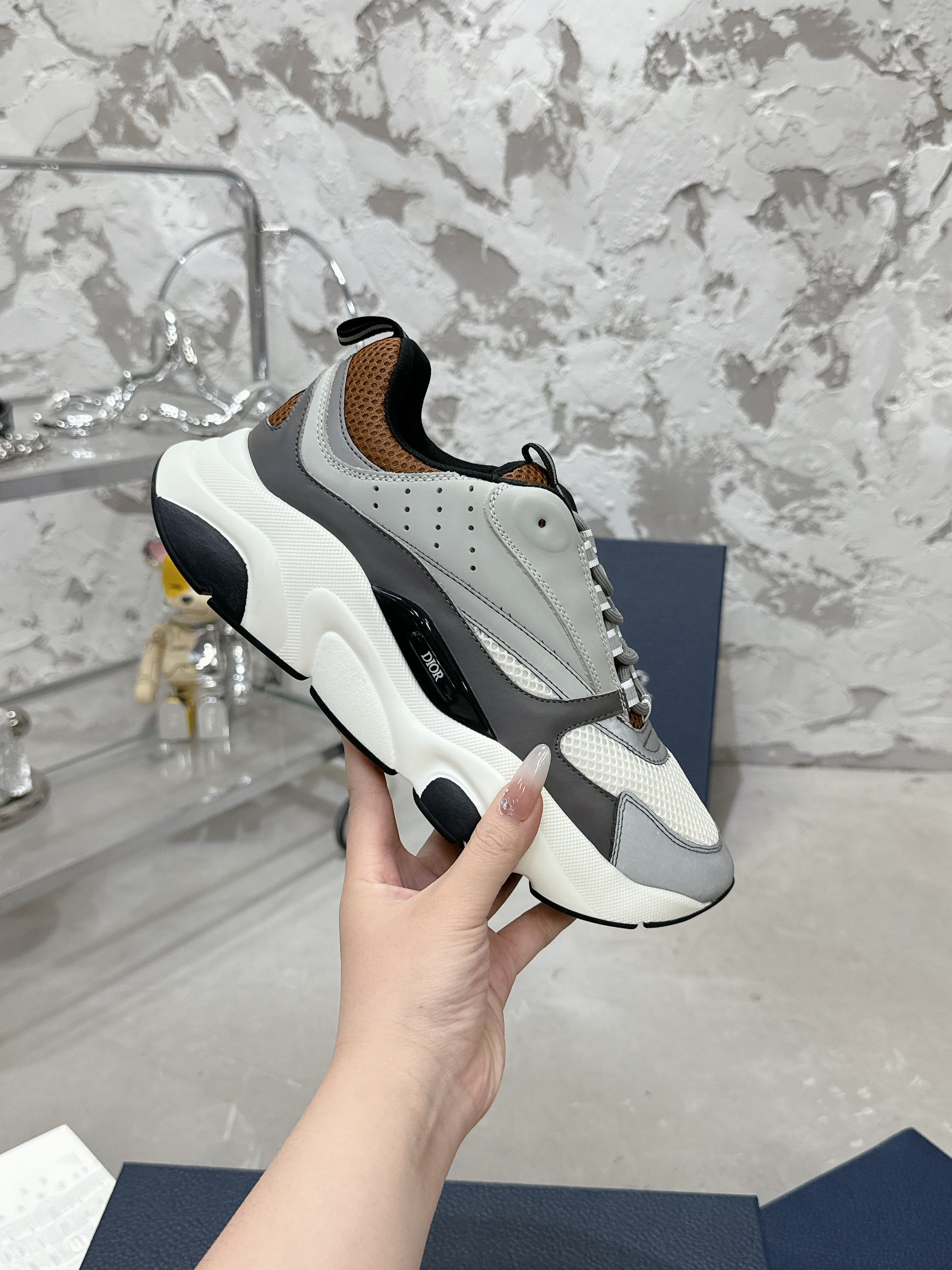 Dior B22 Mesh Casual Sneakers Grey