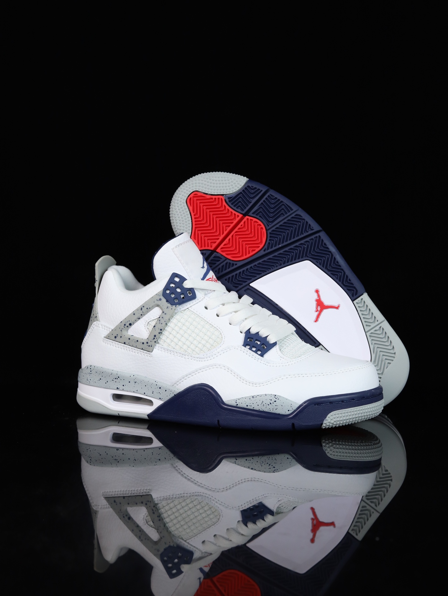 Jordan Air Jordan 4 Retro AJ4 Shoes White Navy