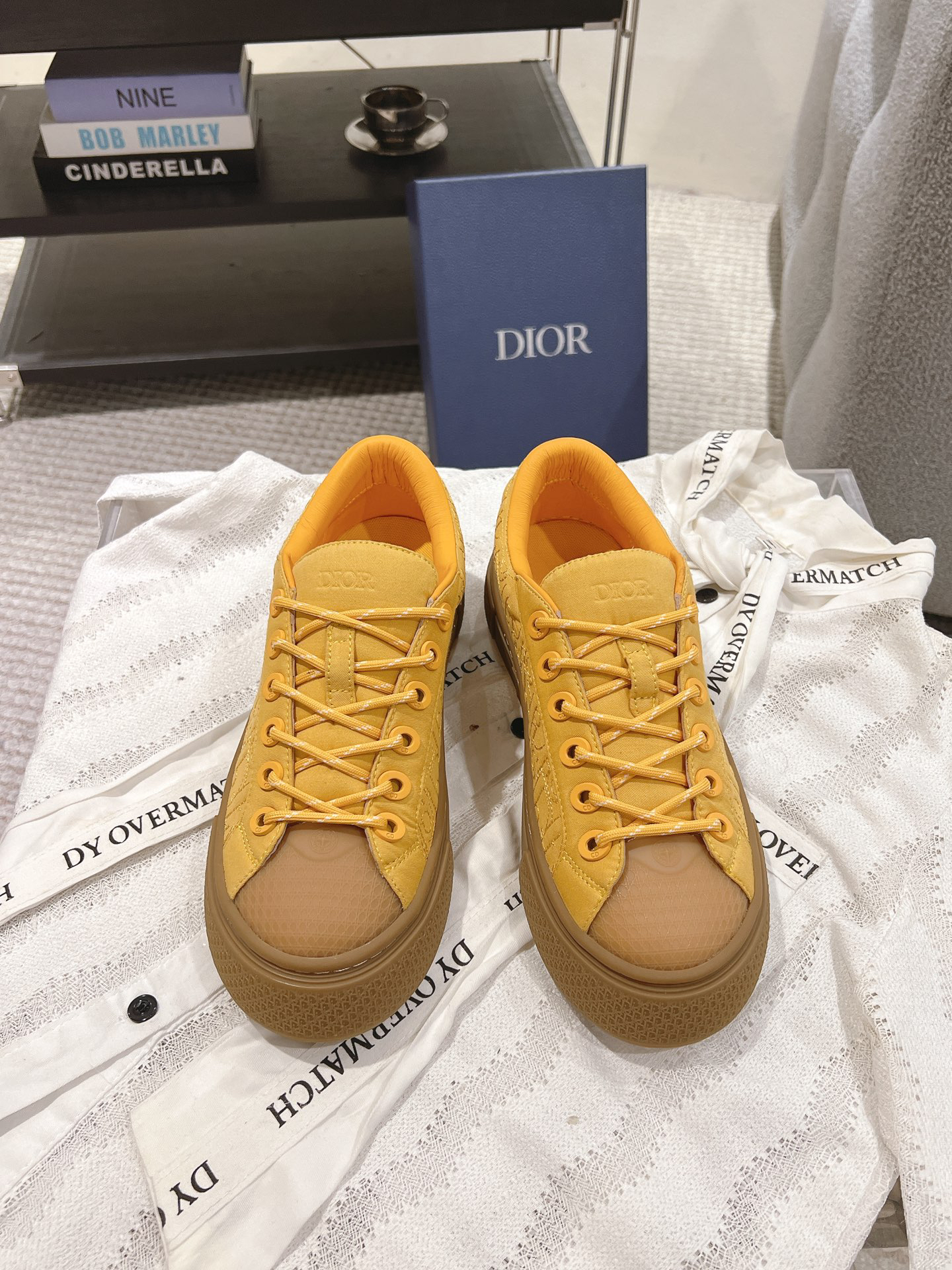 Dior B33 CD Diamond Low-Top Sneakers Yellow