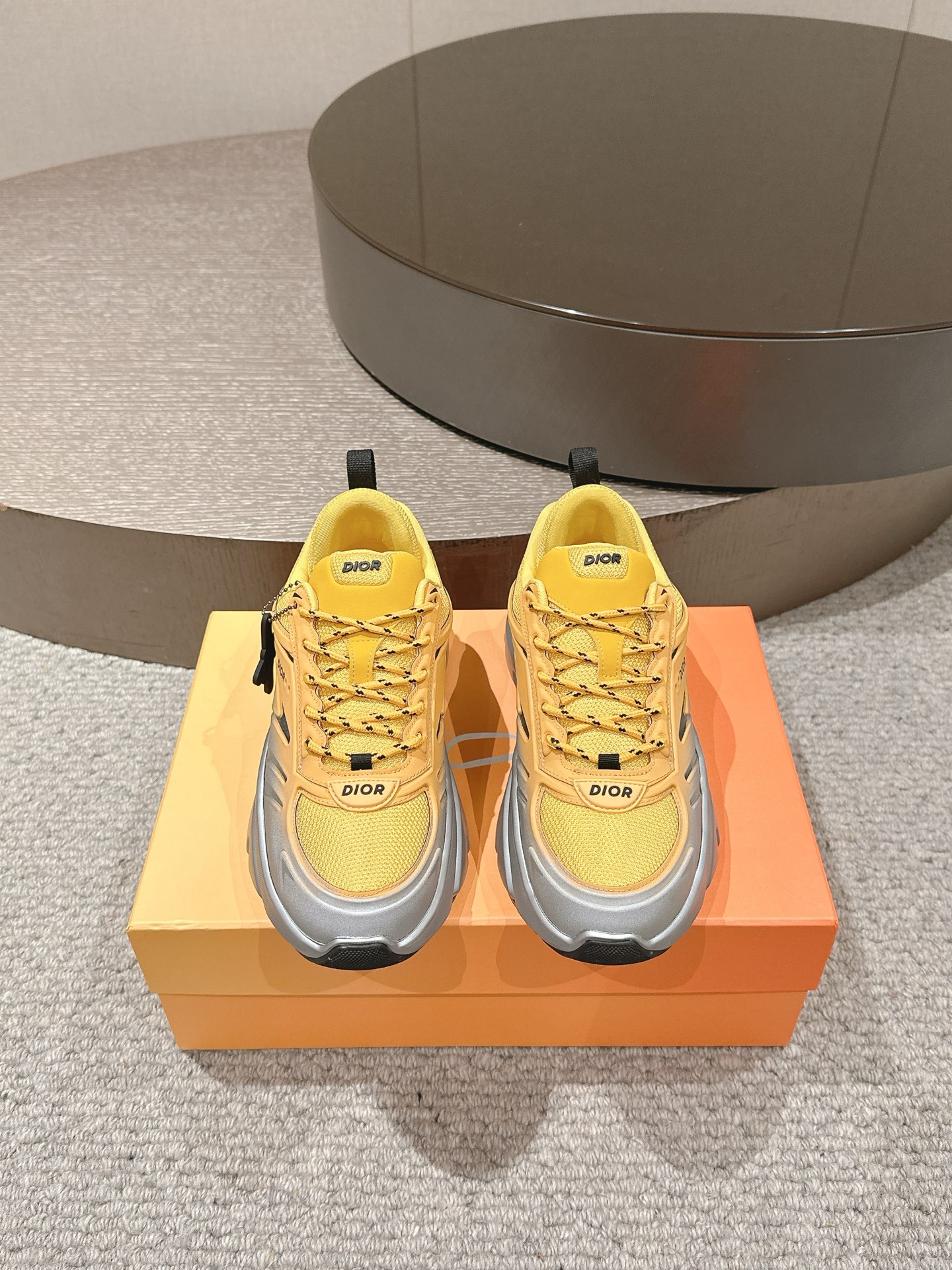 Dior B44 Gradient Mesh Dad Sneakers Yellow