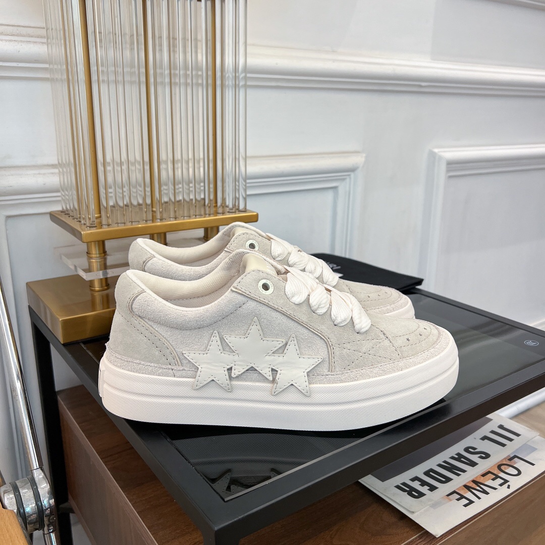 Amiri Star-Panel Low-Top Sneakers Beige