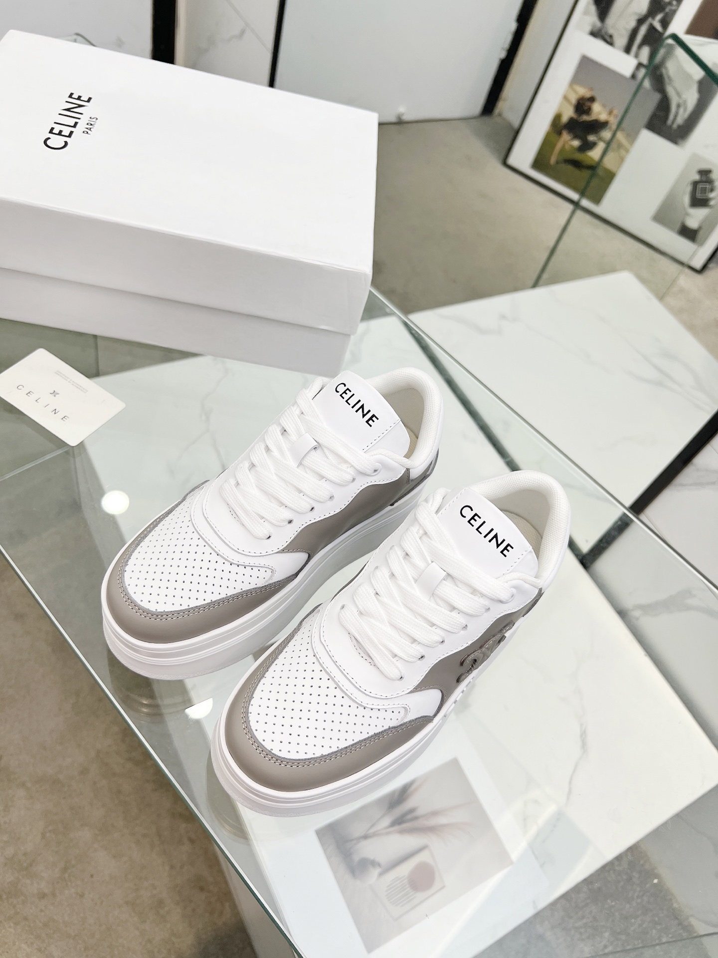 Celine Triomphe Wedge Sneakers Grey