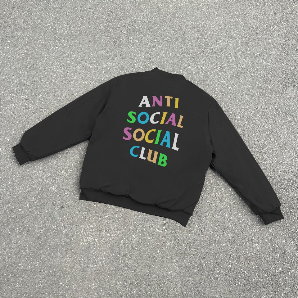 Anti Social Social Club Rainbow Logo Bomber Jacket Black