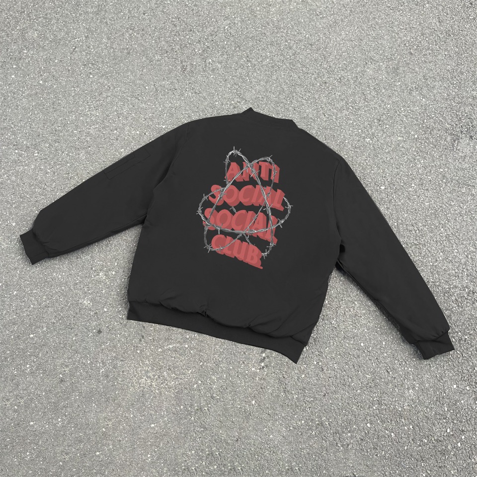 Anti Social Social Club 3D Thorn Bomber Jacket Black