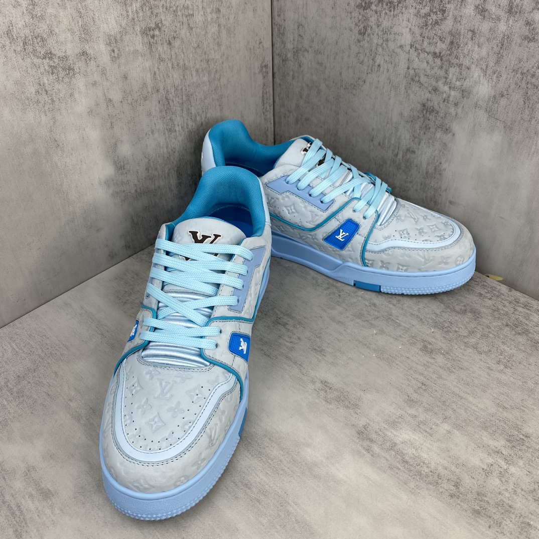 Louis Vuitton LV Trainer Leather Sneakers Blue