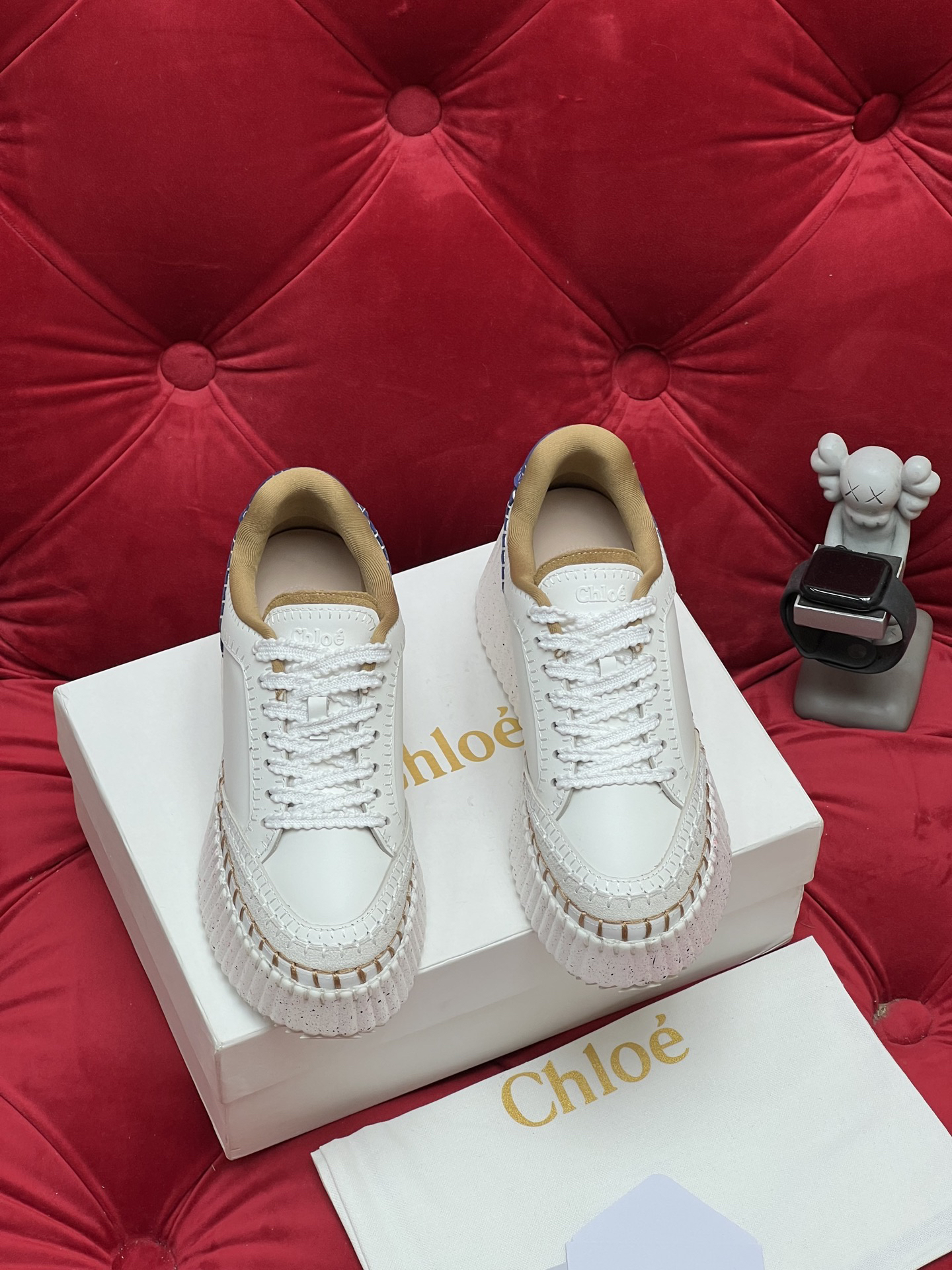 Chloe Platform Casual Sneakers White Blue