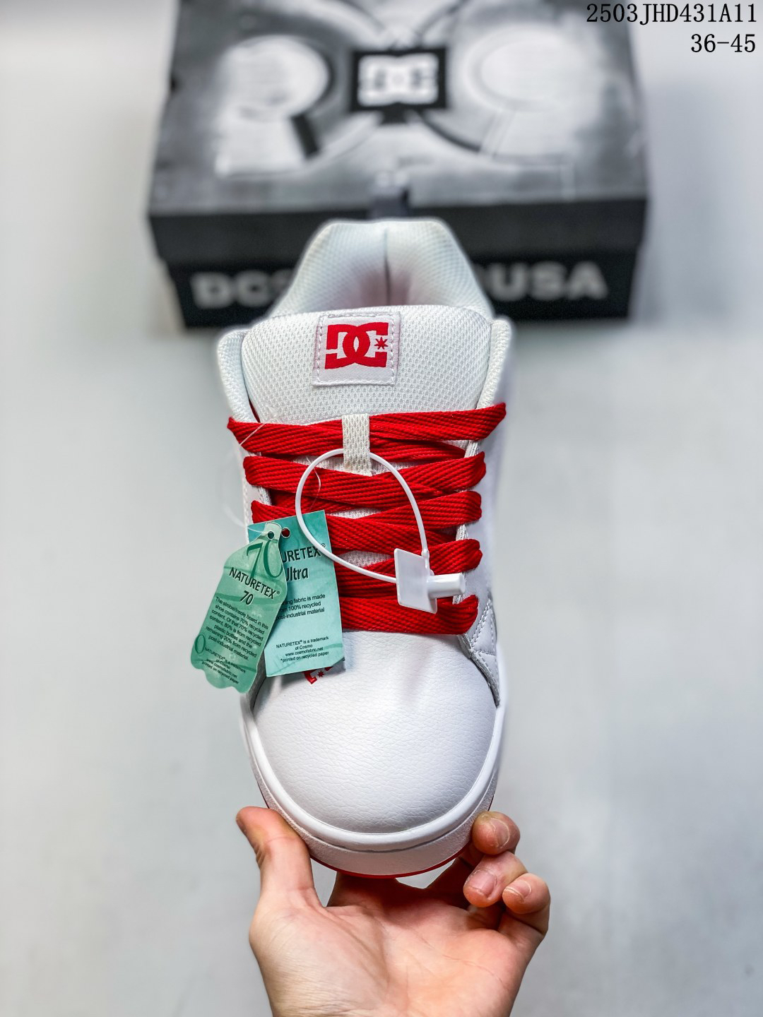 DC Shoes Low-Top Leather Sneakers White/Red