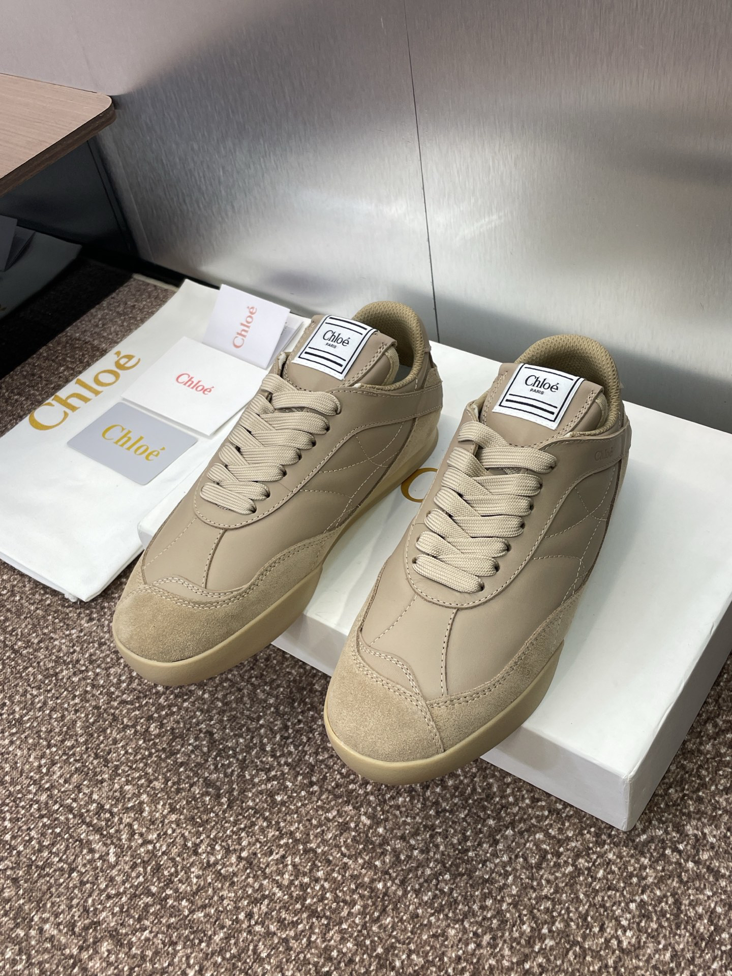 Chloe Runway Low-Top Sneakers Khaki