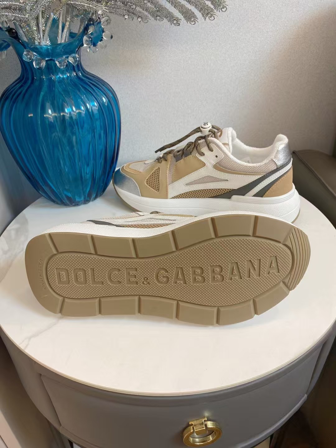 D&G Leather Mesh Sneakers Khaki