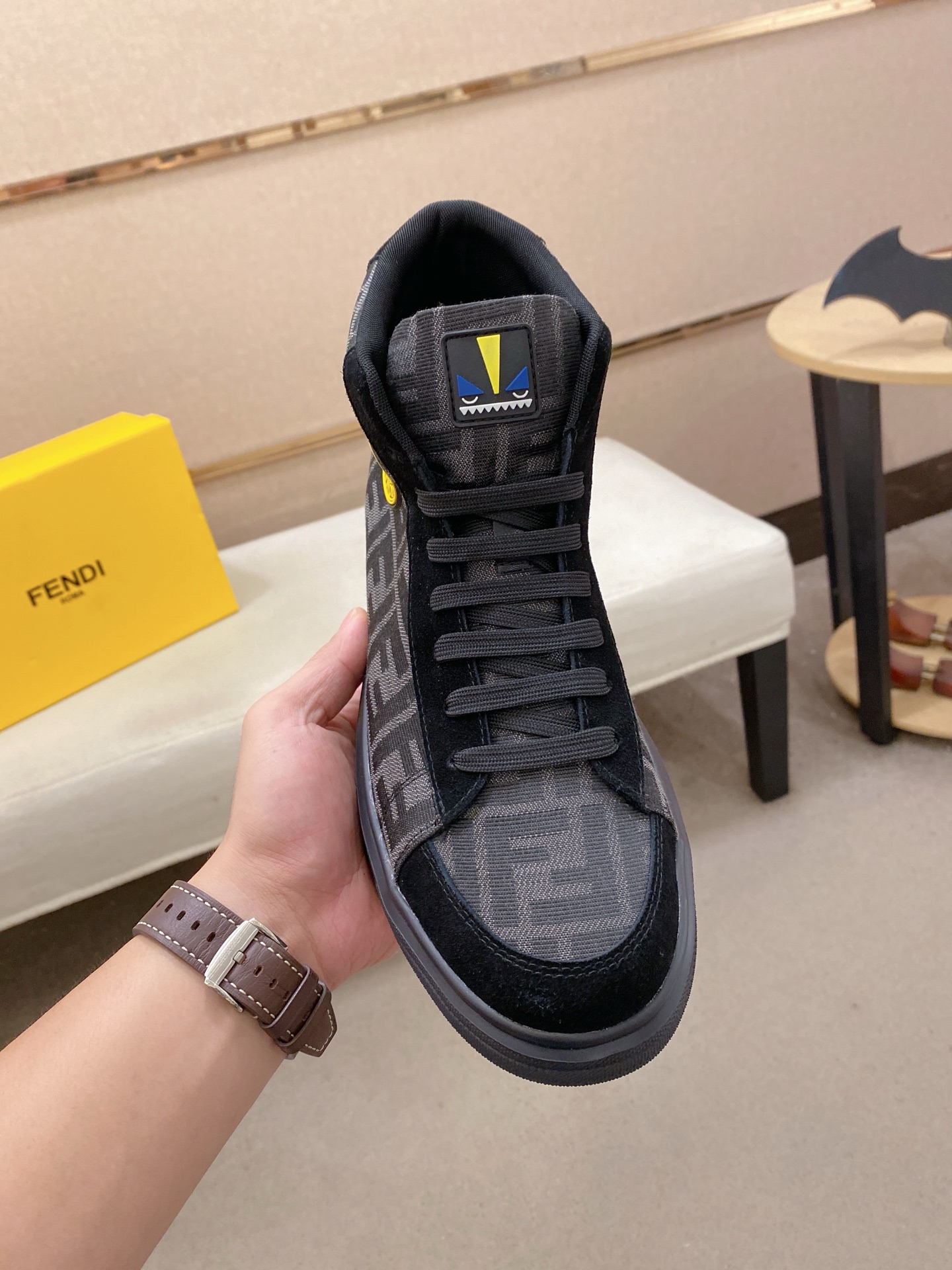 Fendi FF High-Top Sneakers Black/Gray