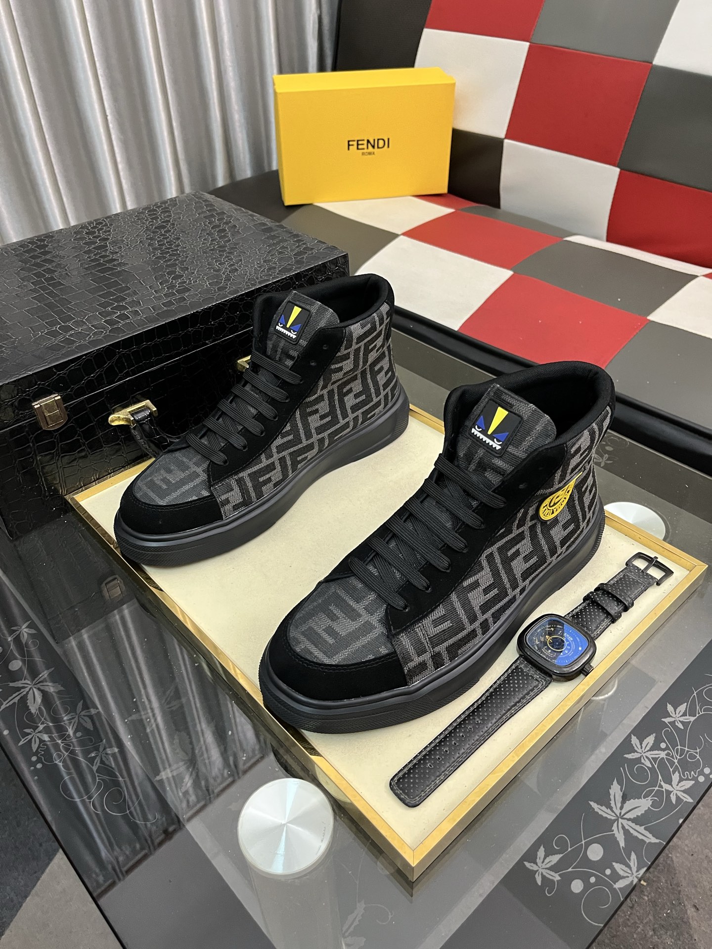 Fendi FF High-Top Sneakers Black