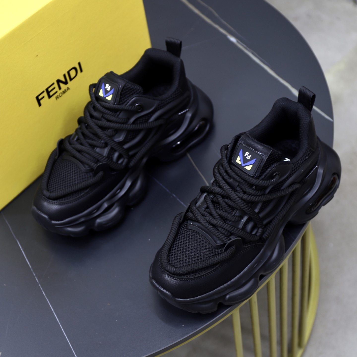 Fendi Breathable Chunky Sneakers Black