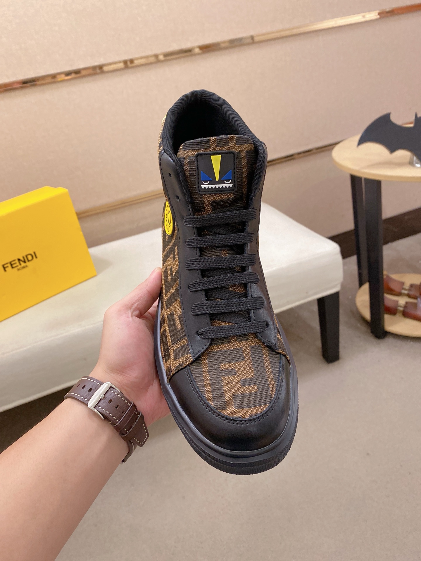 Fendi FF High-Top Sneakers Brown