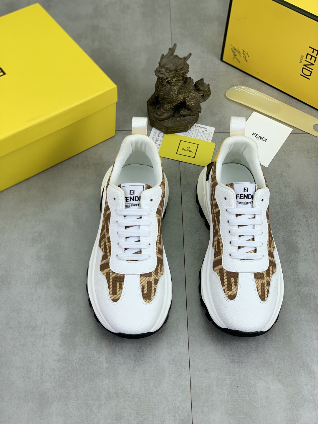 Fendi FF Chunky Sneakers White/Brown