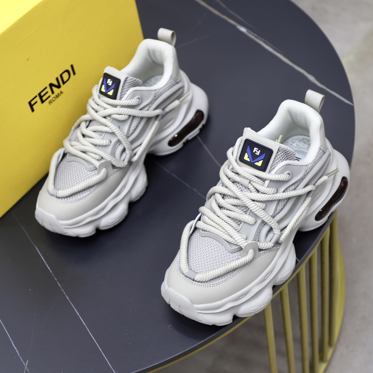 Fendi Breathable Mesh Chunky Sneakers Grey