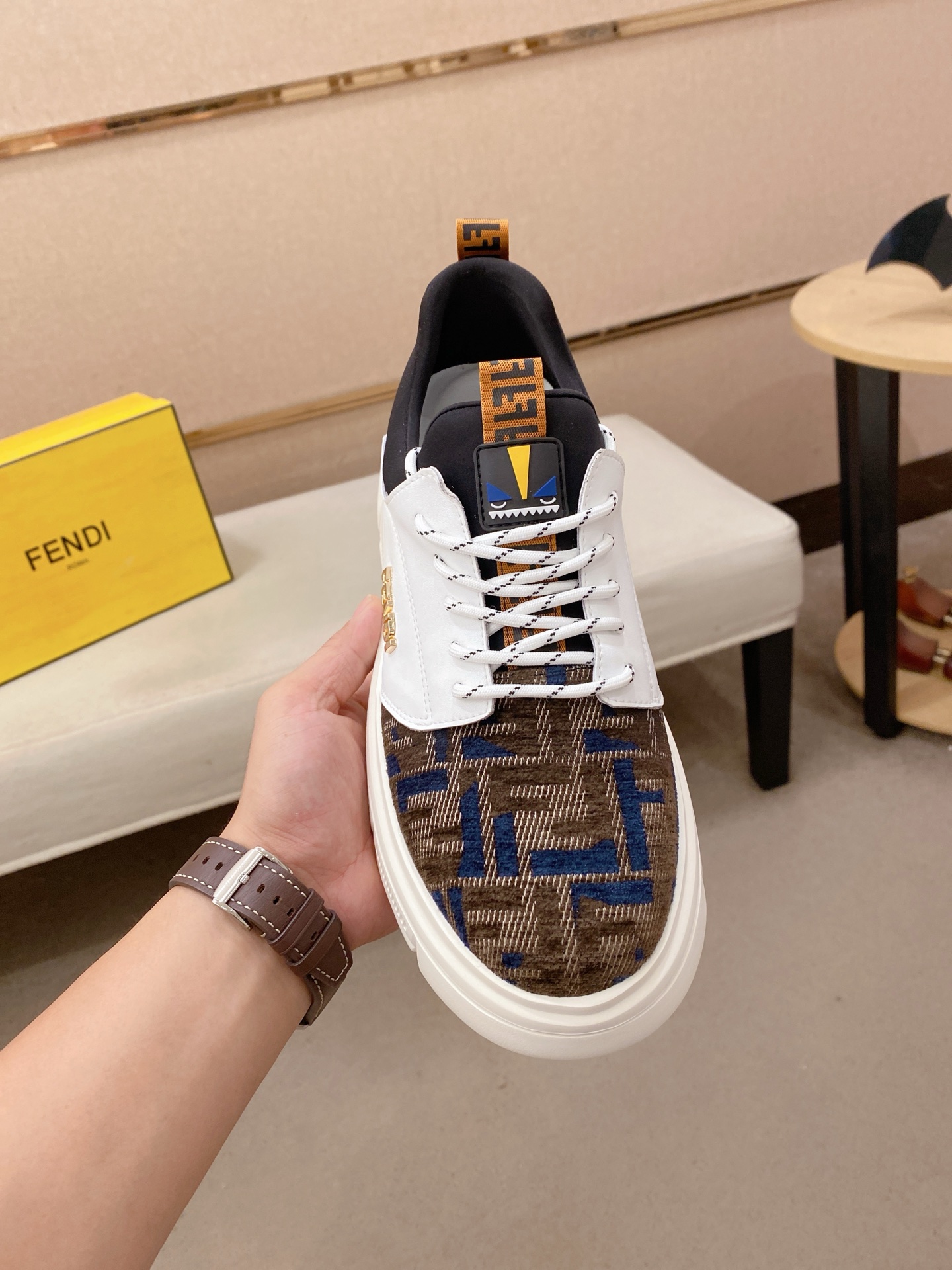 Fendi Leather Low-Top Sneakers Multi-color