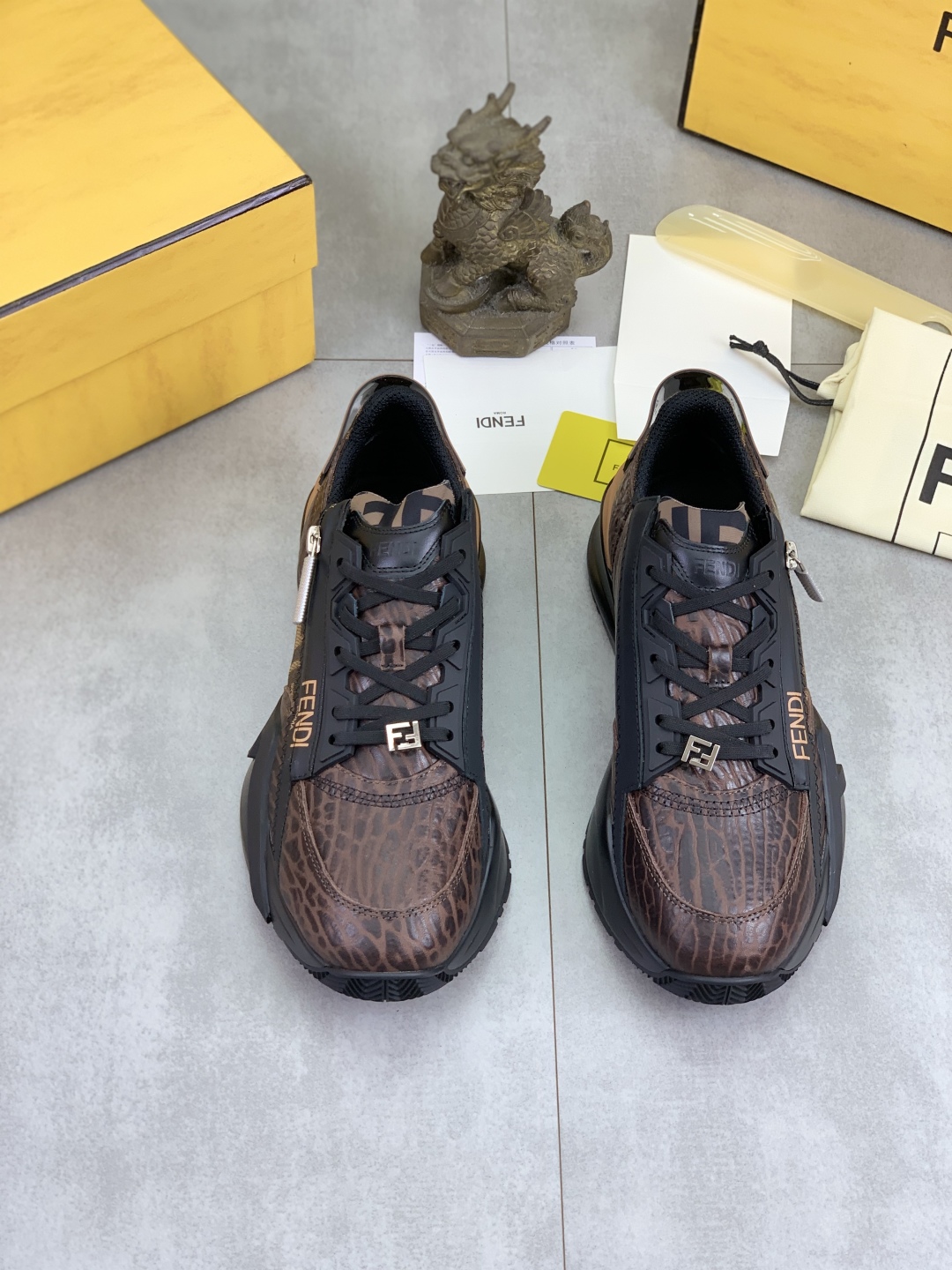 Fendi Flow Low-Top Sneakers Brown