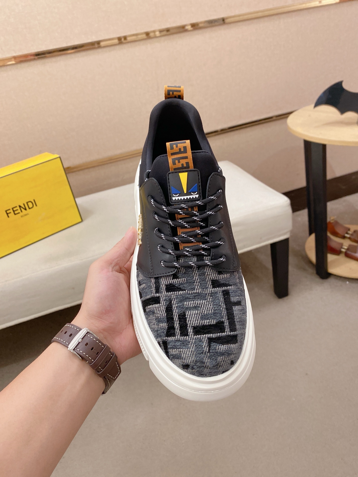 Fendi Logo Chunky Sneakers Black