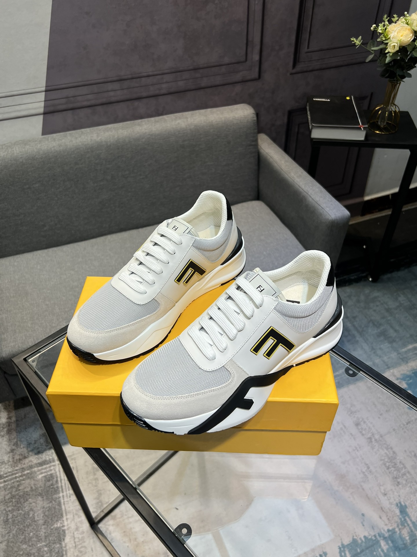 Fendi FF Logo Mesh Sneakers White