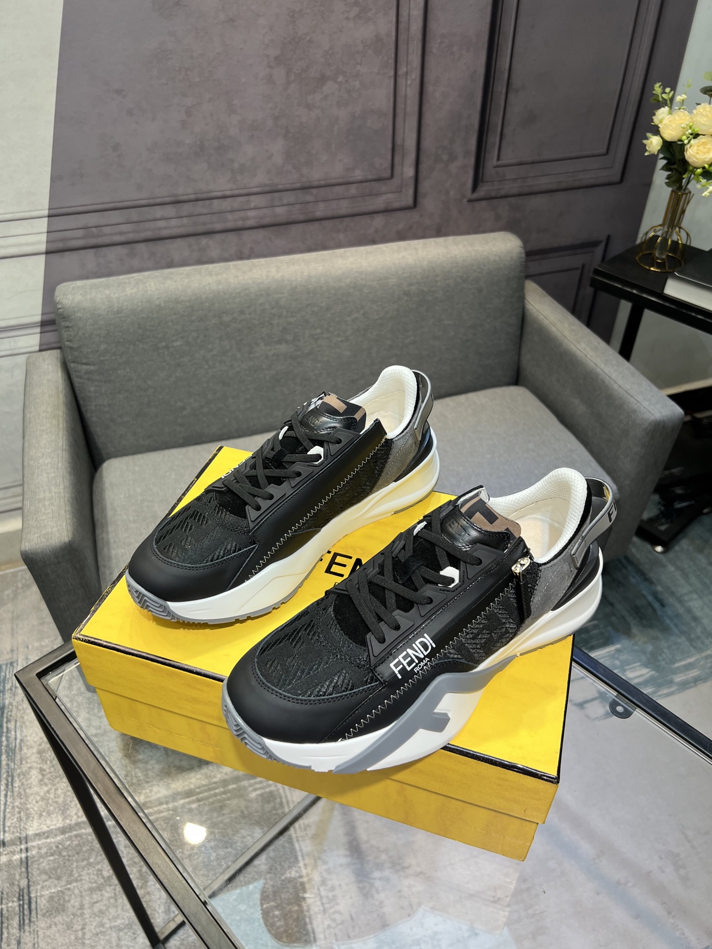 Fendi Flow Mesh Runner Sneakers Black