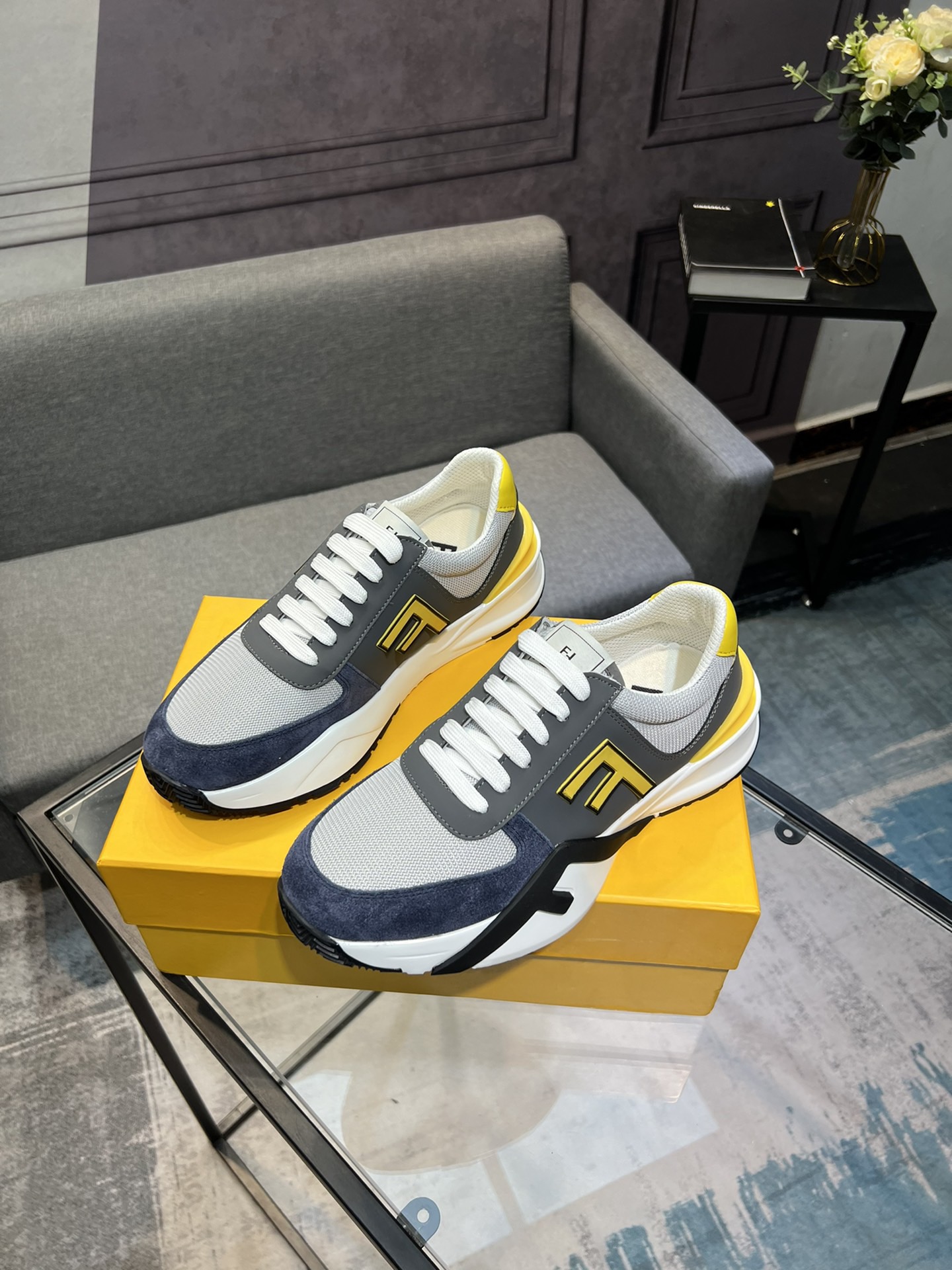 Fendi Mesh Runner Sneakers Grey