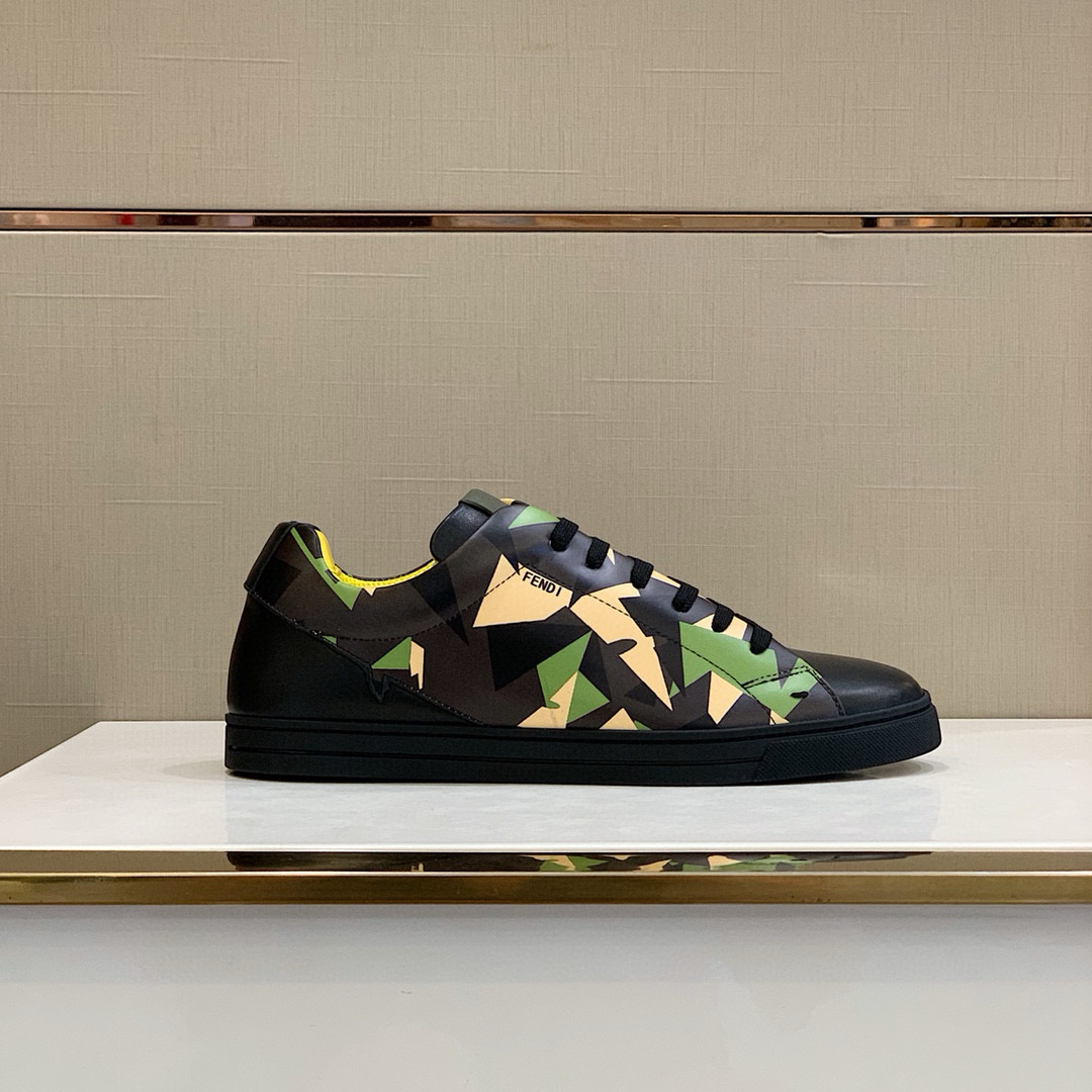 Fendi Leather Camo Sneakers Multi-Color