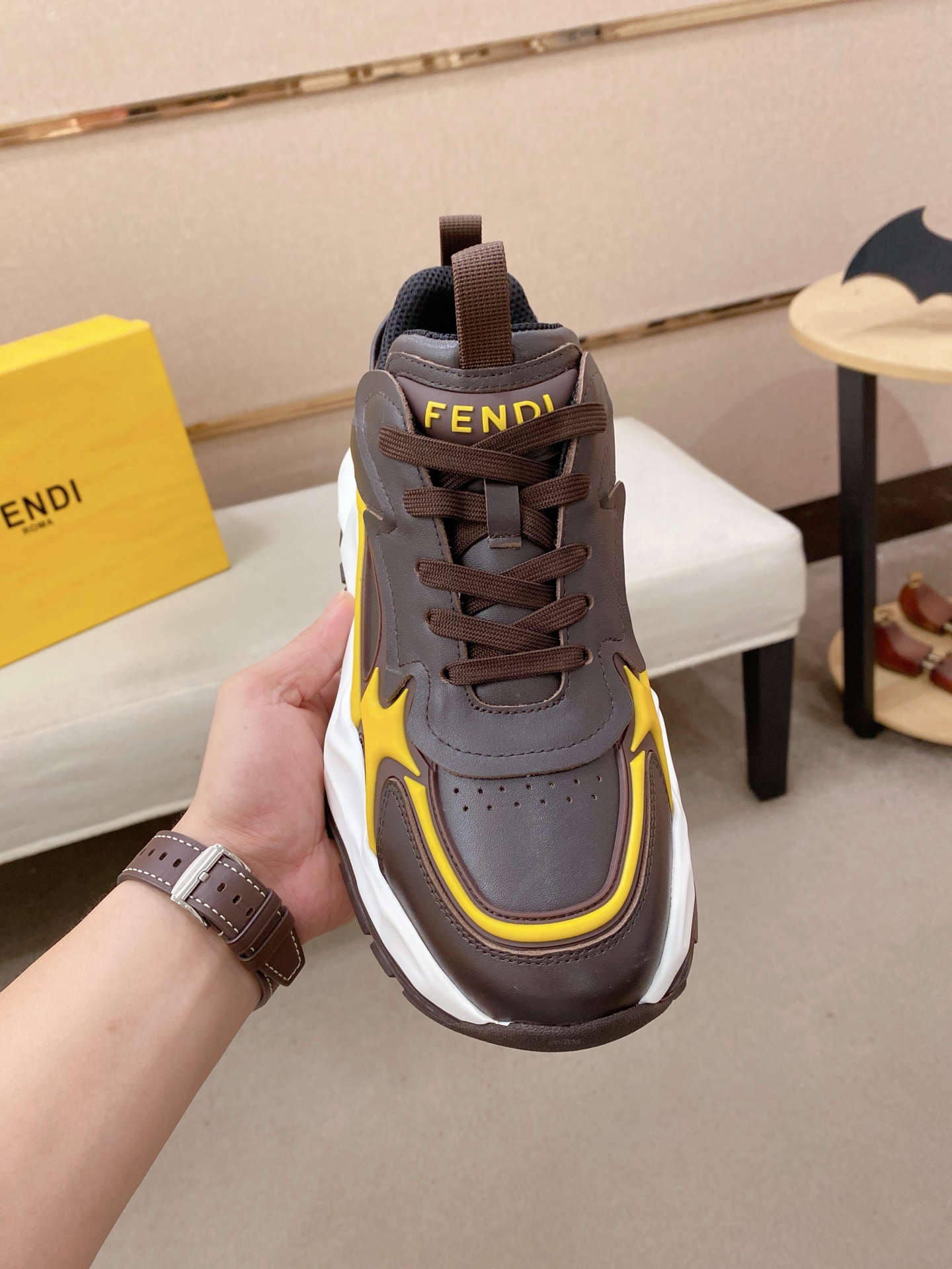 Fendi Flow Chunky Sneakers Brown/Yellow
