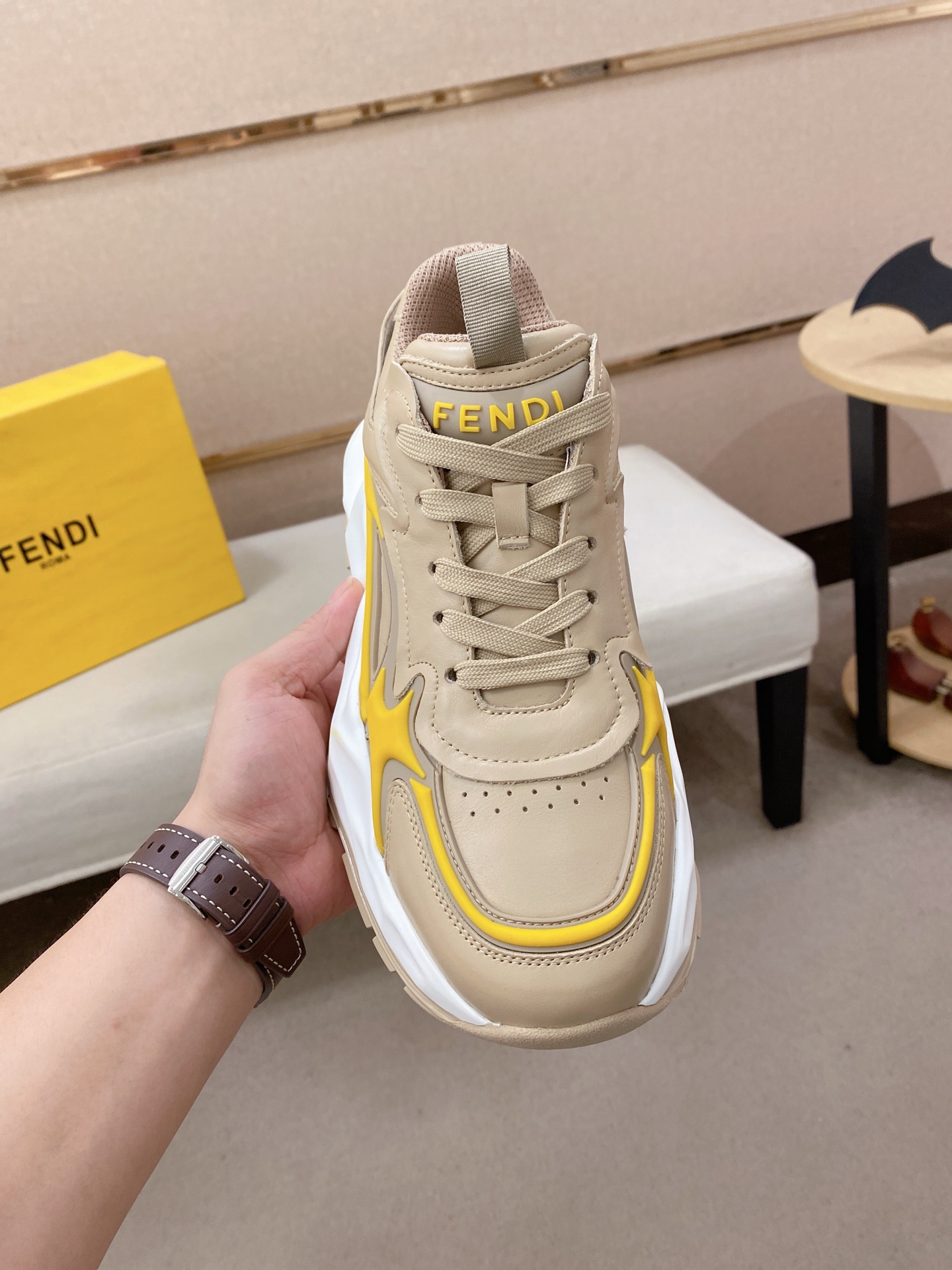 Fendi Flow Chunky Sneakers Beige/Yellow