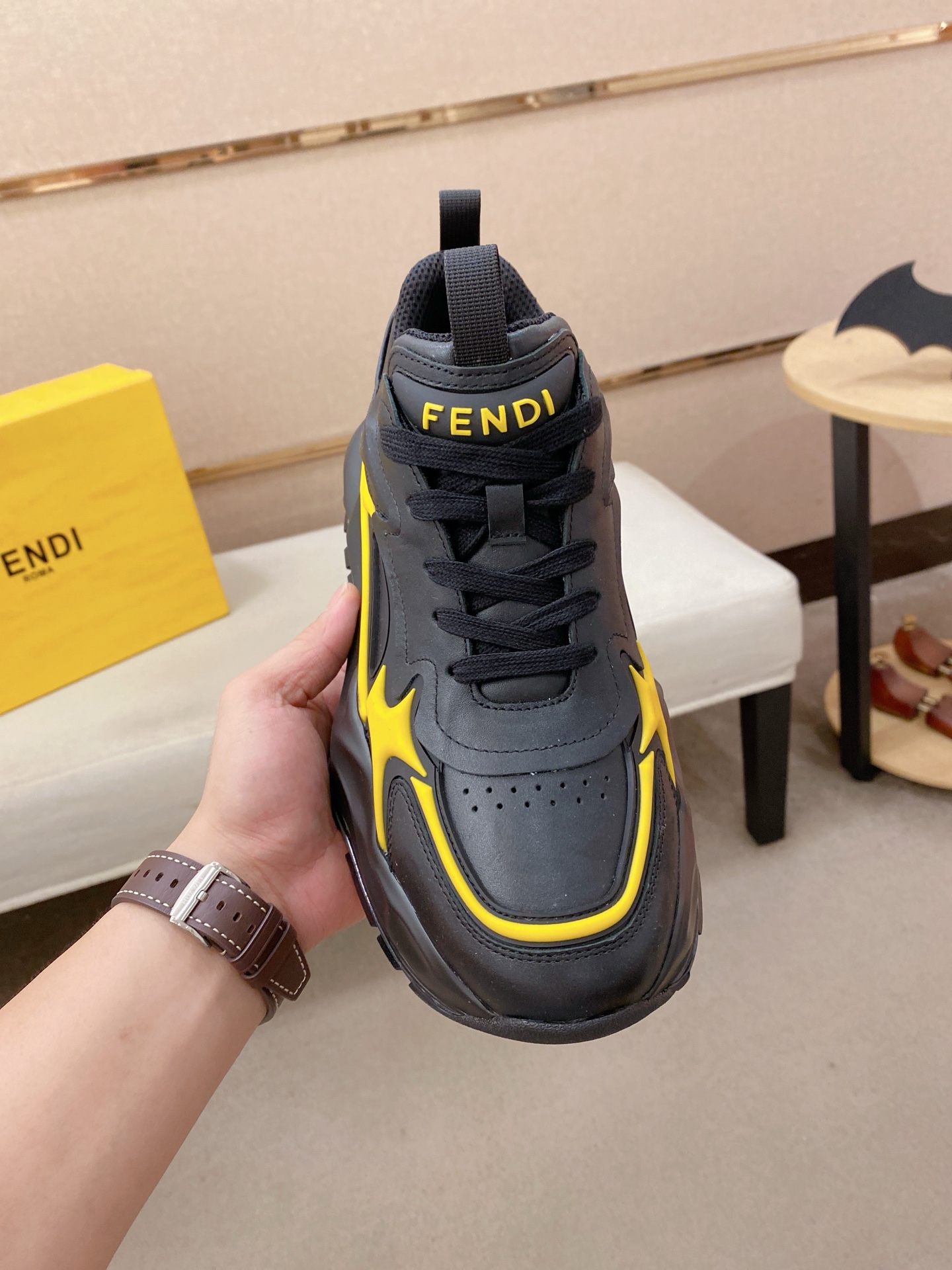 Fendi Flow Chunky Sneakers Black/Yellow