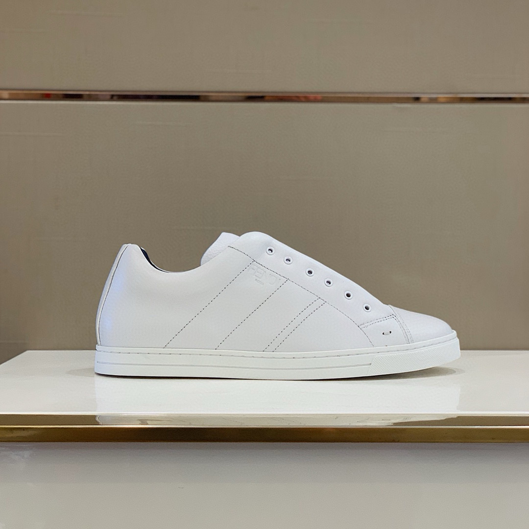 Fendi Leather Slip-On Sneakers White