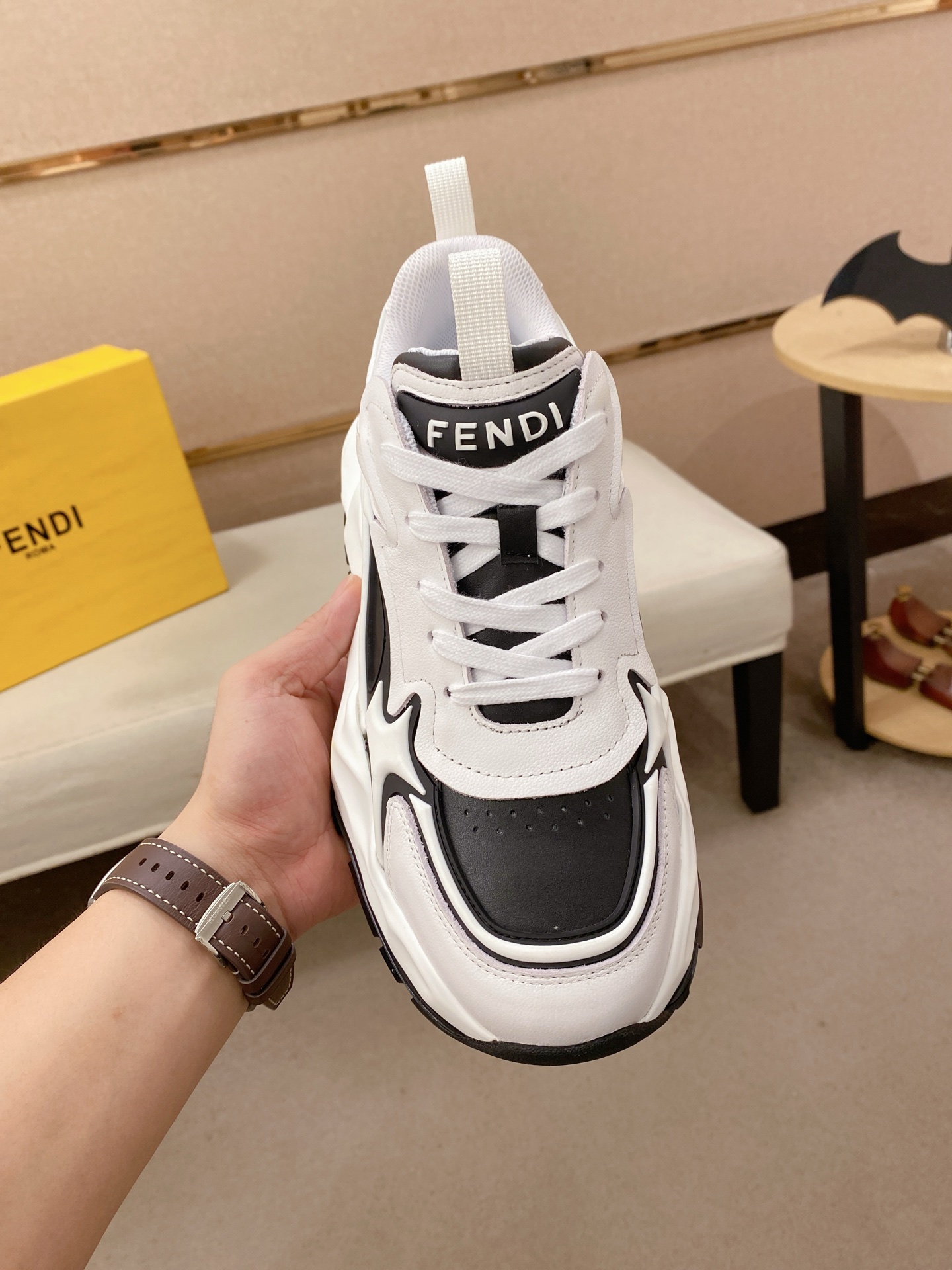 Fendi Flow Chunky Sneakers Black/White