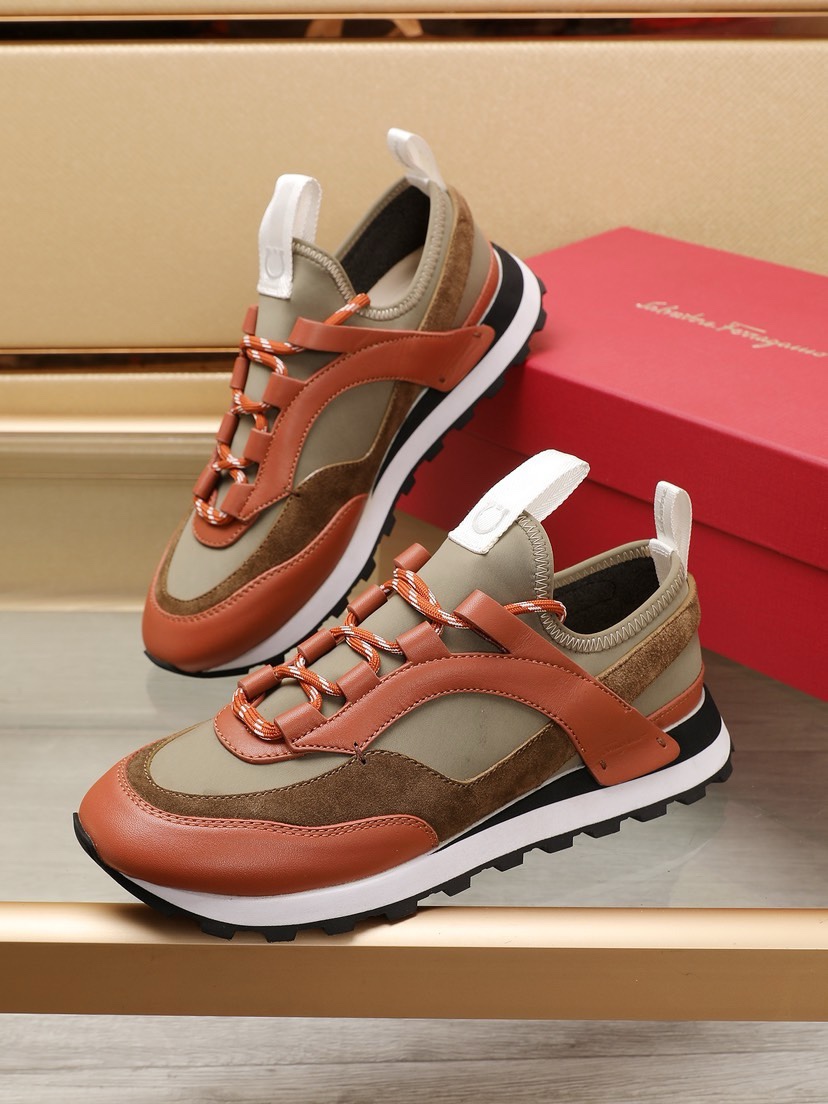 Ferragamo Leather Runner Sneakers Multi-Color
