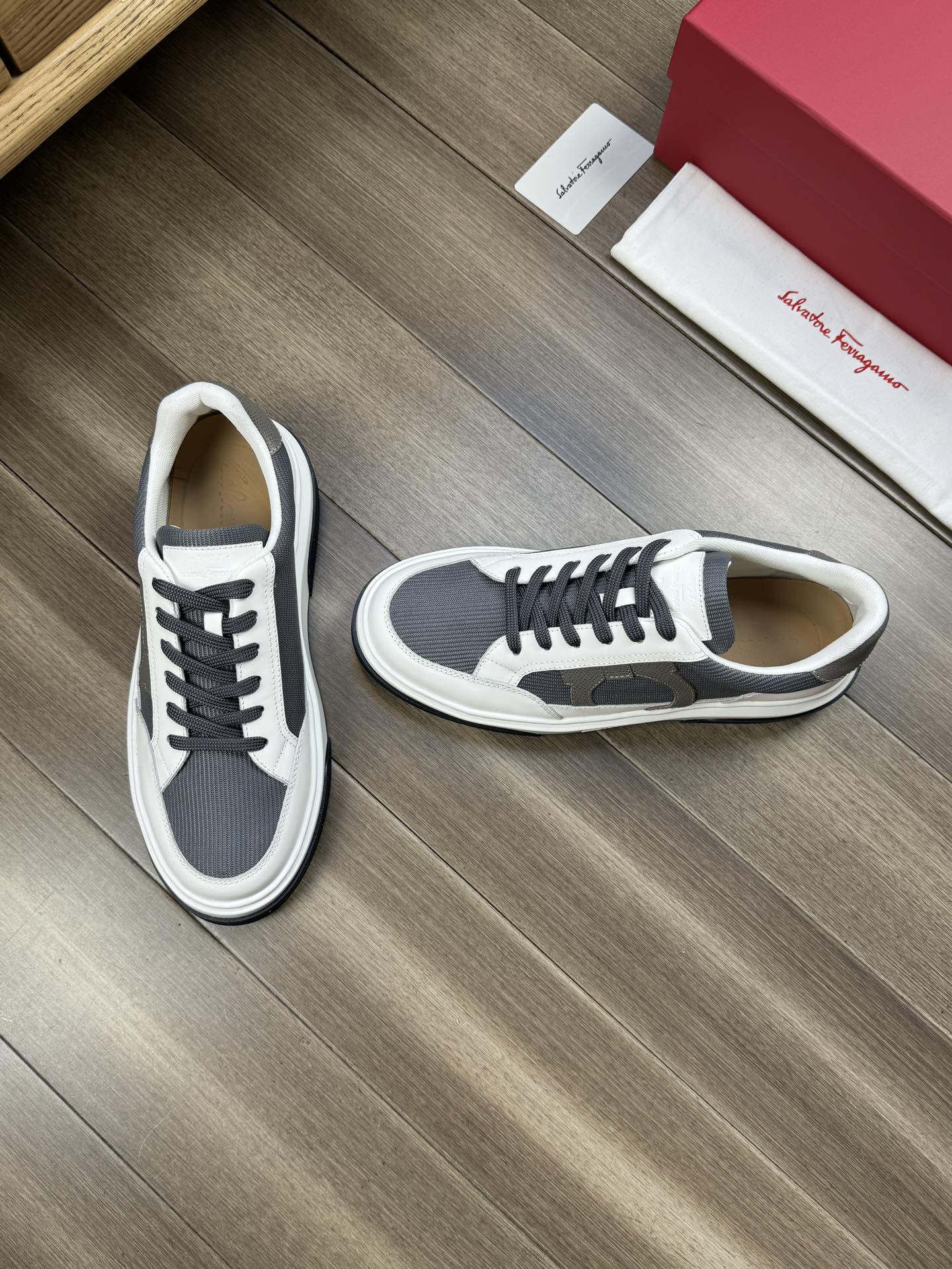 Ferragamo Logo Canvas Sneakers Grey