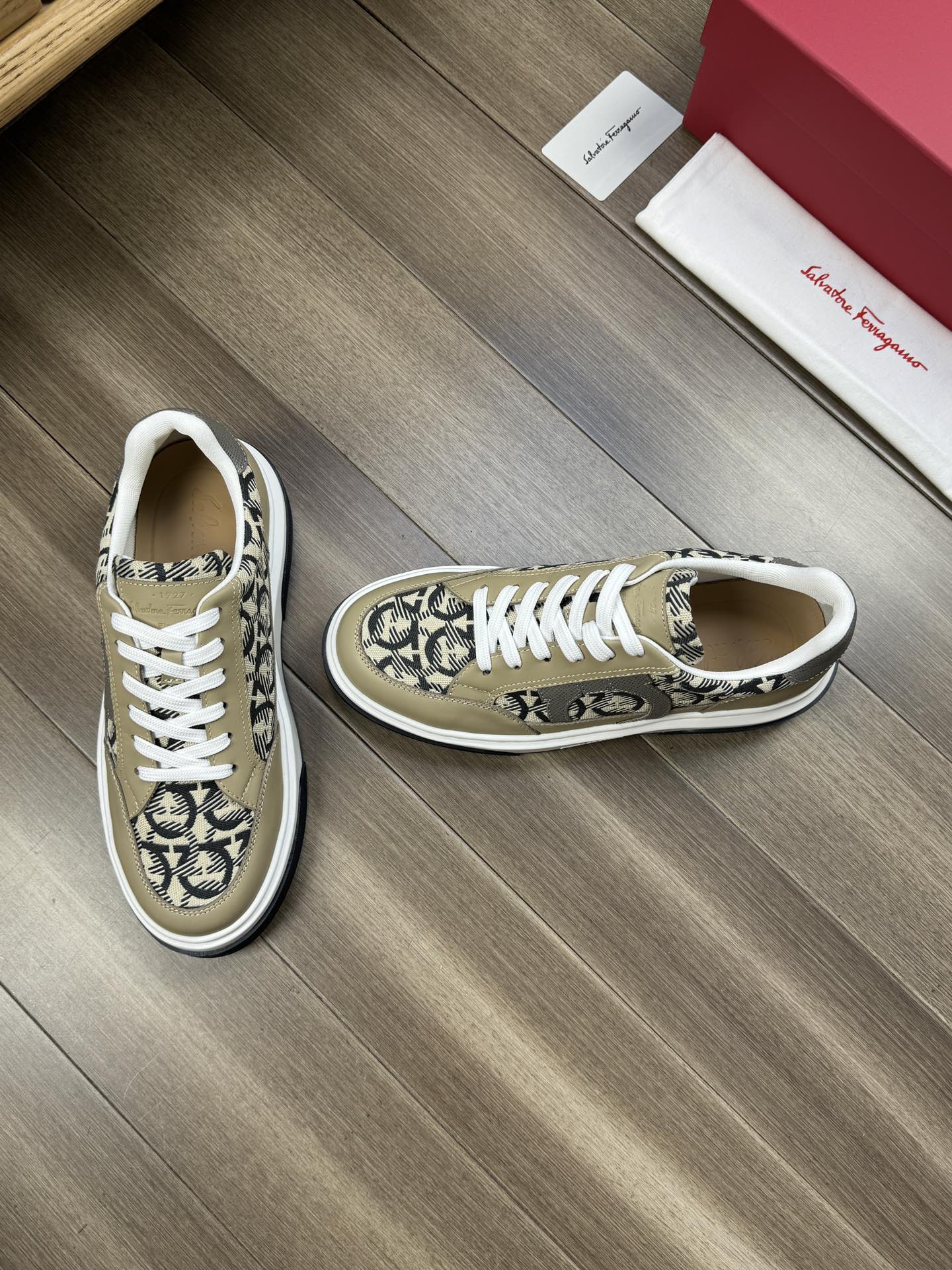 Ferragamo Gancini Canvas Sneakers Khaki