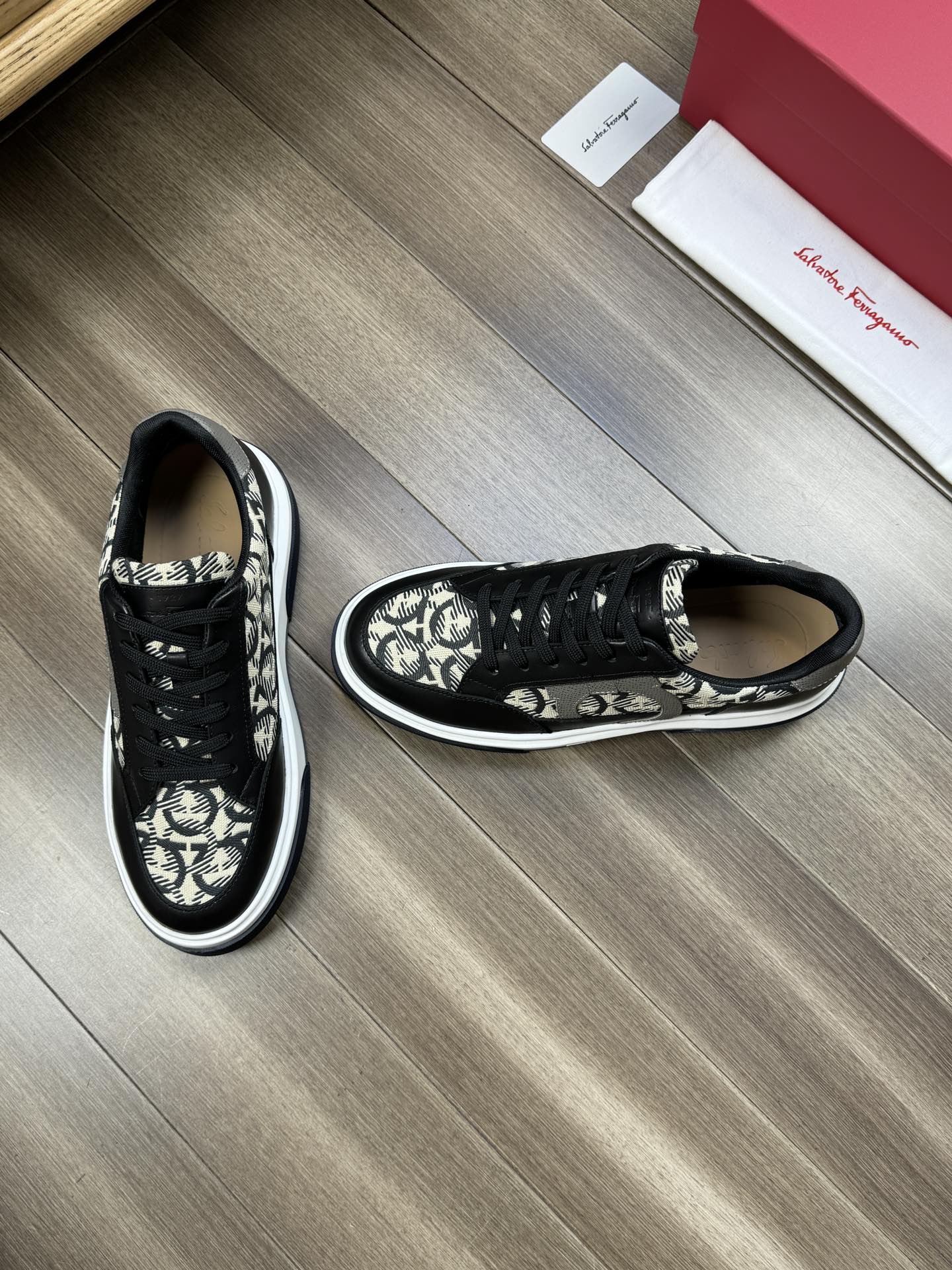 Ferragamo Logo Canvas Sneakers Black