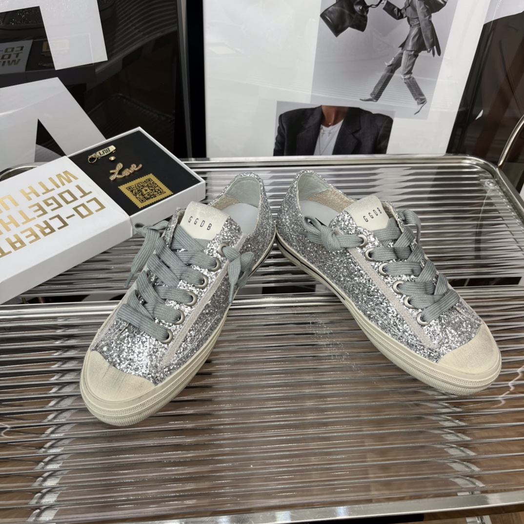 Golden Goose VSTAR2 Glitter Sneakers Silver