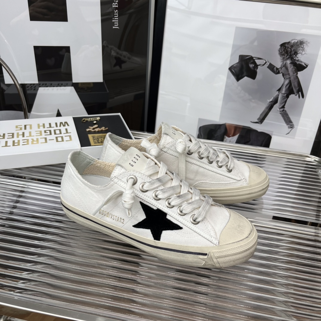 Golden Goose VSTAR2 Canvas Sneakers White/Black Star