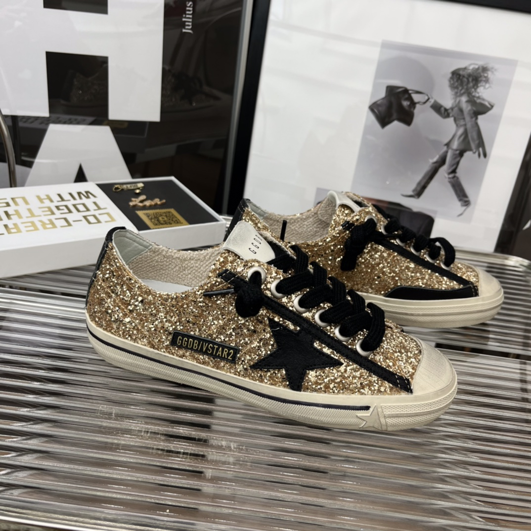 Golden Goose VSTAR2 Glitter Sneakers Gold