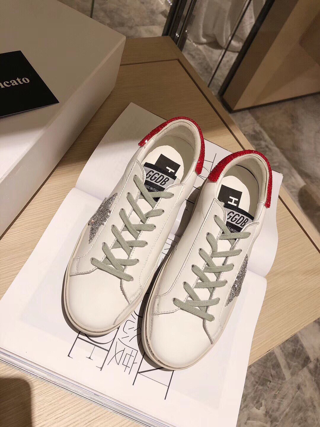 Golden Goose Hi Star Platform Sneakers White/Silver/Red