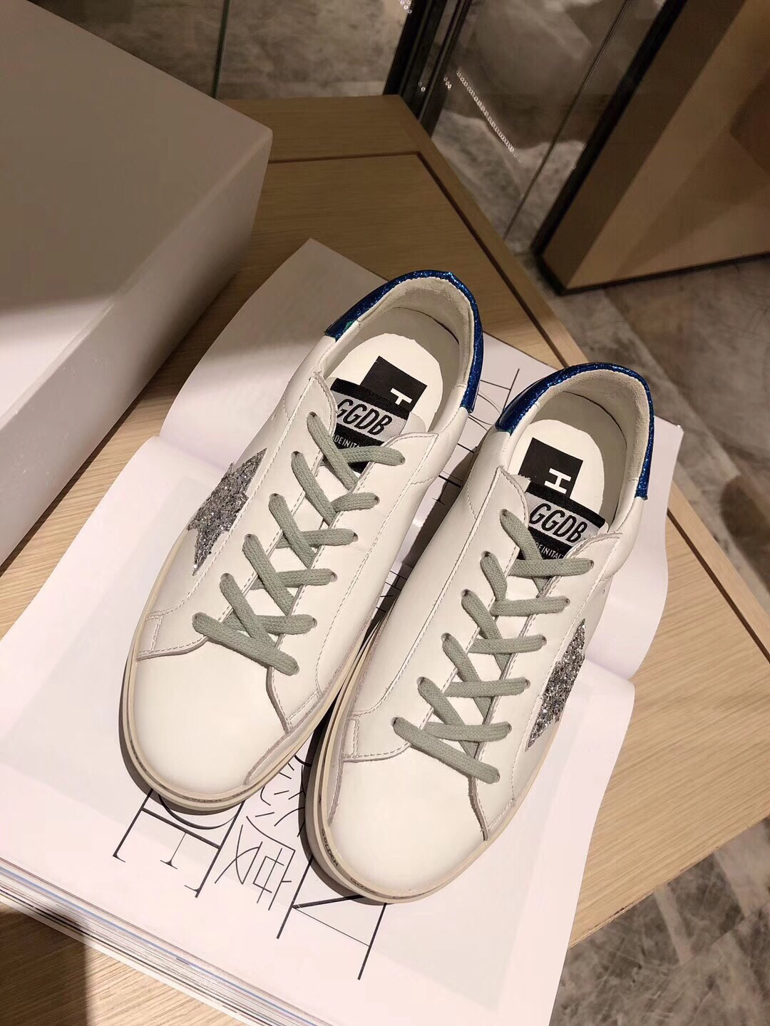 Golden Goose Hi Star Platform Sneakers Blue/Silver