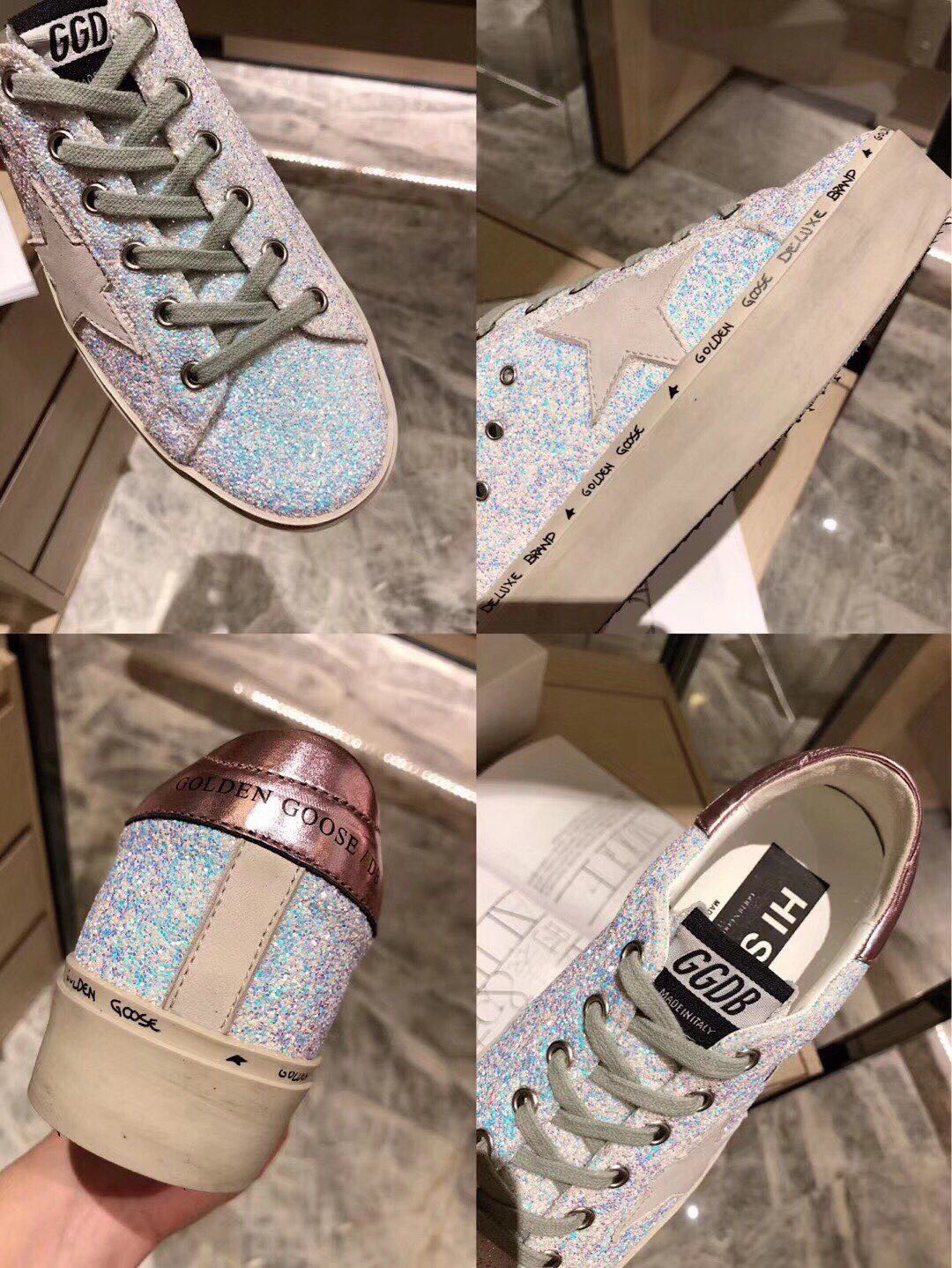 Golden Goose Hi Star Platform Sneakers Iridescent Silver