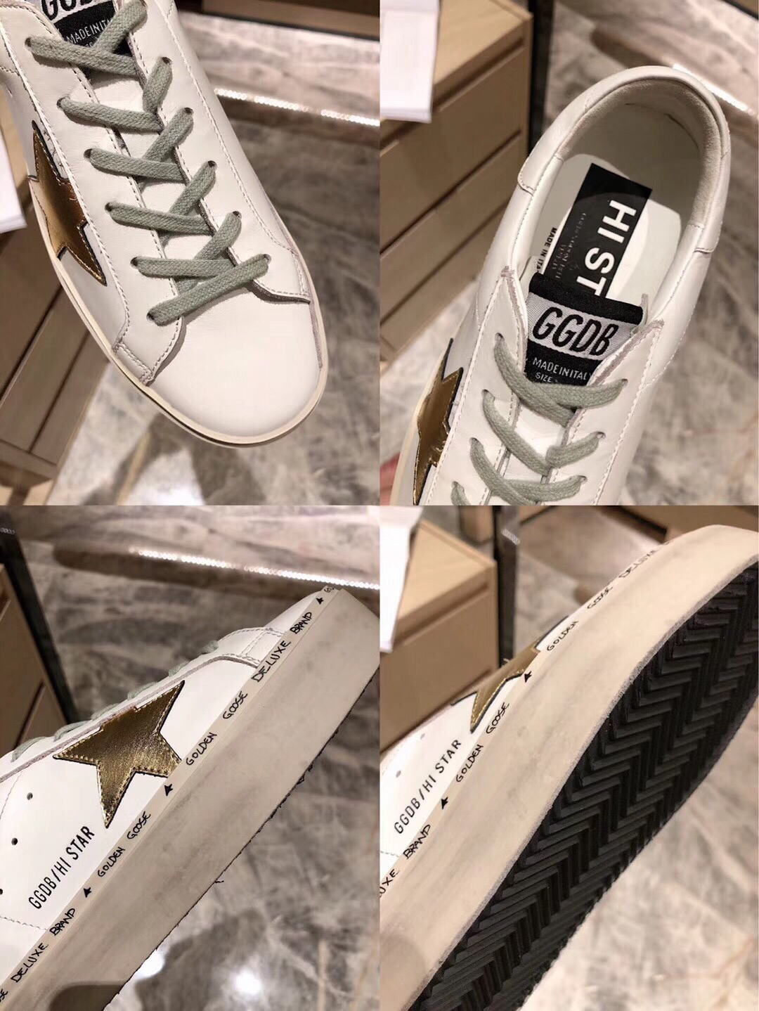 Golden Goose Hi Star Platform Sneakers White/Gold